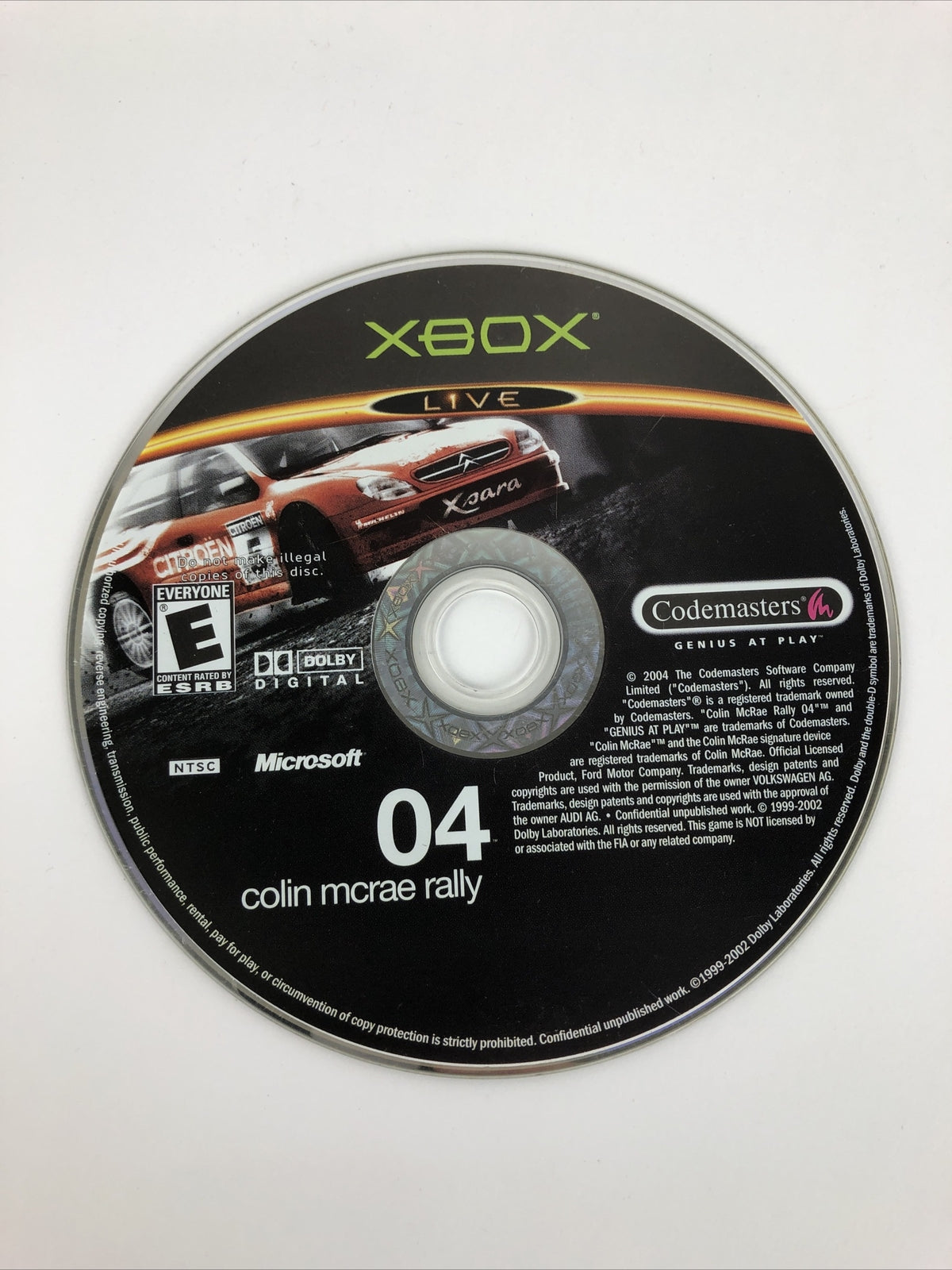 Colin McRae Rally 2004 Microsoft Xbox Video Game Disc Only - Free Shipping
