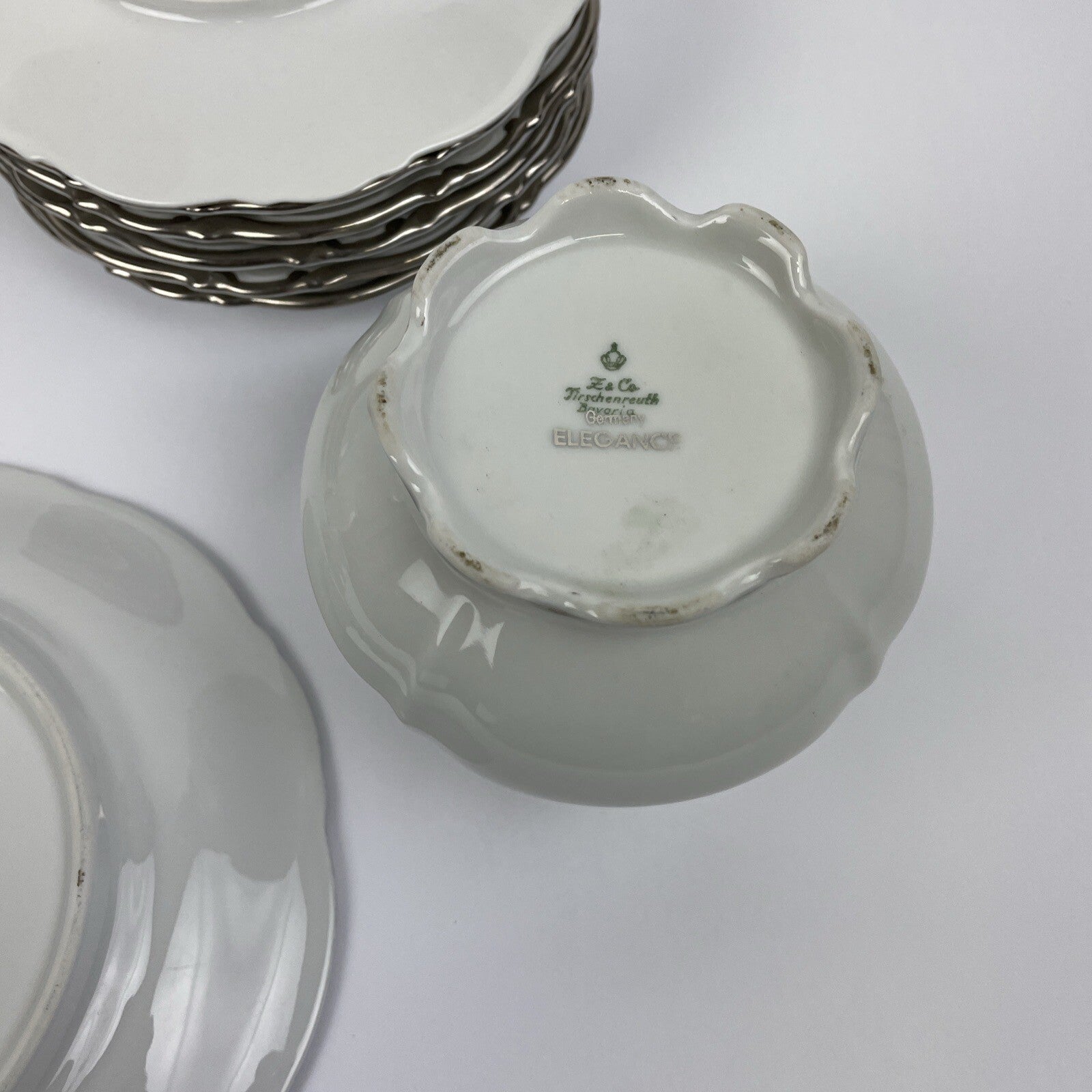 Lot 16 x  Mitterteich Z & Co. Bavaria Silver Lark Bowls Plates Tea Cup Elegance