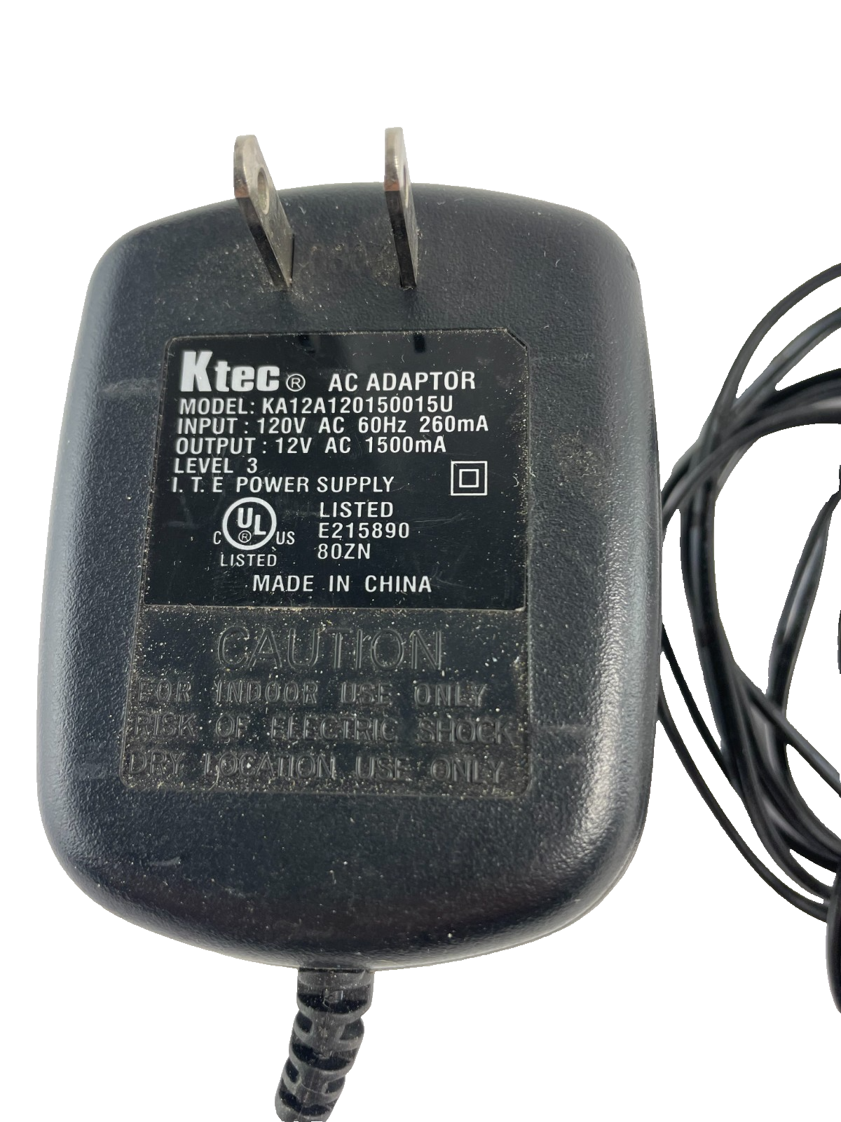 Geniune Ktec KA12A120150015U Output 12V 1.5 A AC Power Supply AC Adapter #A85