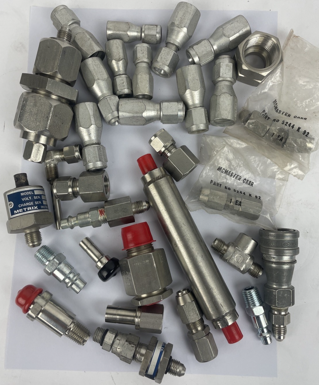 Lot of Large Hydraulic Pipe Fittings, Various Sizes, Cajon Gyrolok Swagelok +
