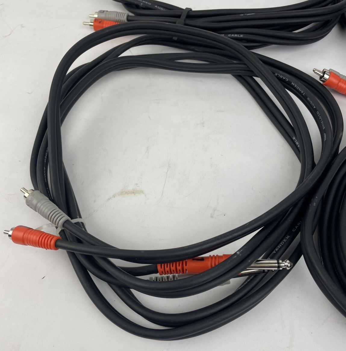 4 x 10' ft Twin Male 1/4" Mono Jack to Stereo 1/8" Jack Shielded Tandem Cable