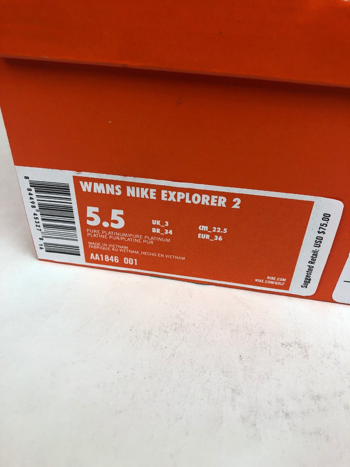 Rare Nike Golf Explorer 2 water resistant platinum women golf shoes size 5.5 AA1846 001