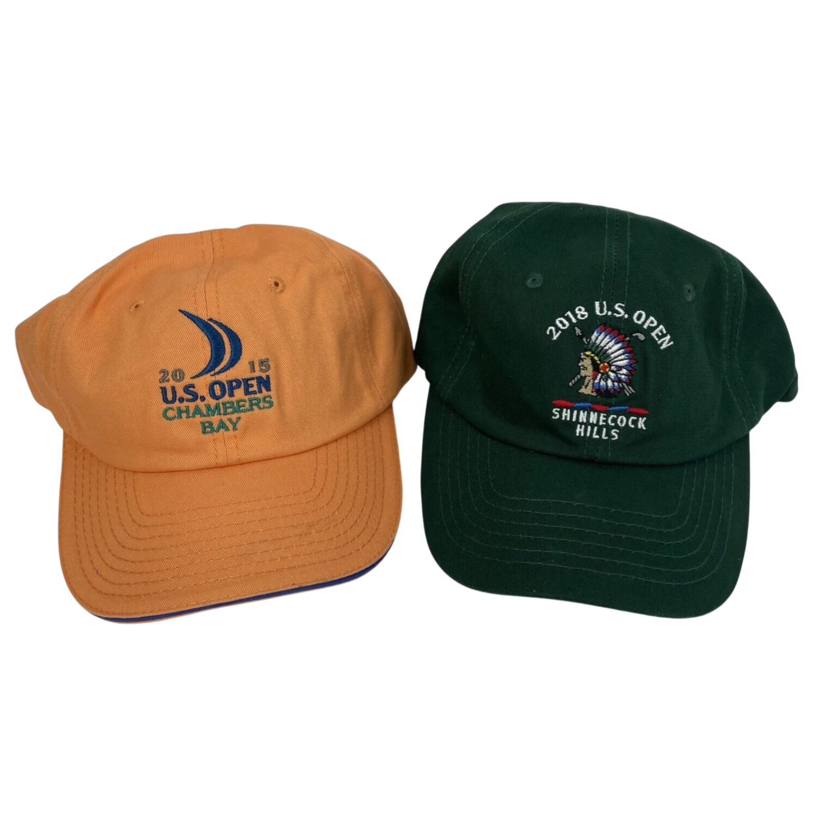 2 x Open Golf Hat 2018 Shinnecock Hills 2015 Chambers Bay USGA Member Adj Strap