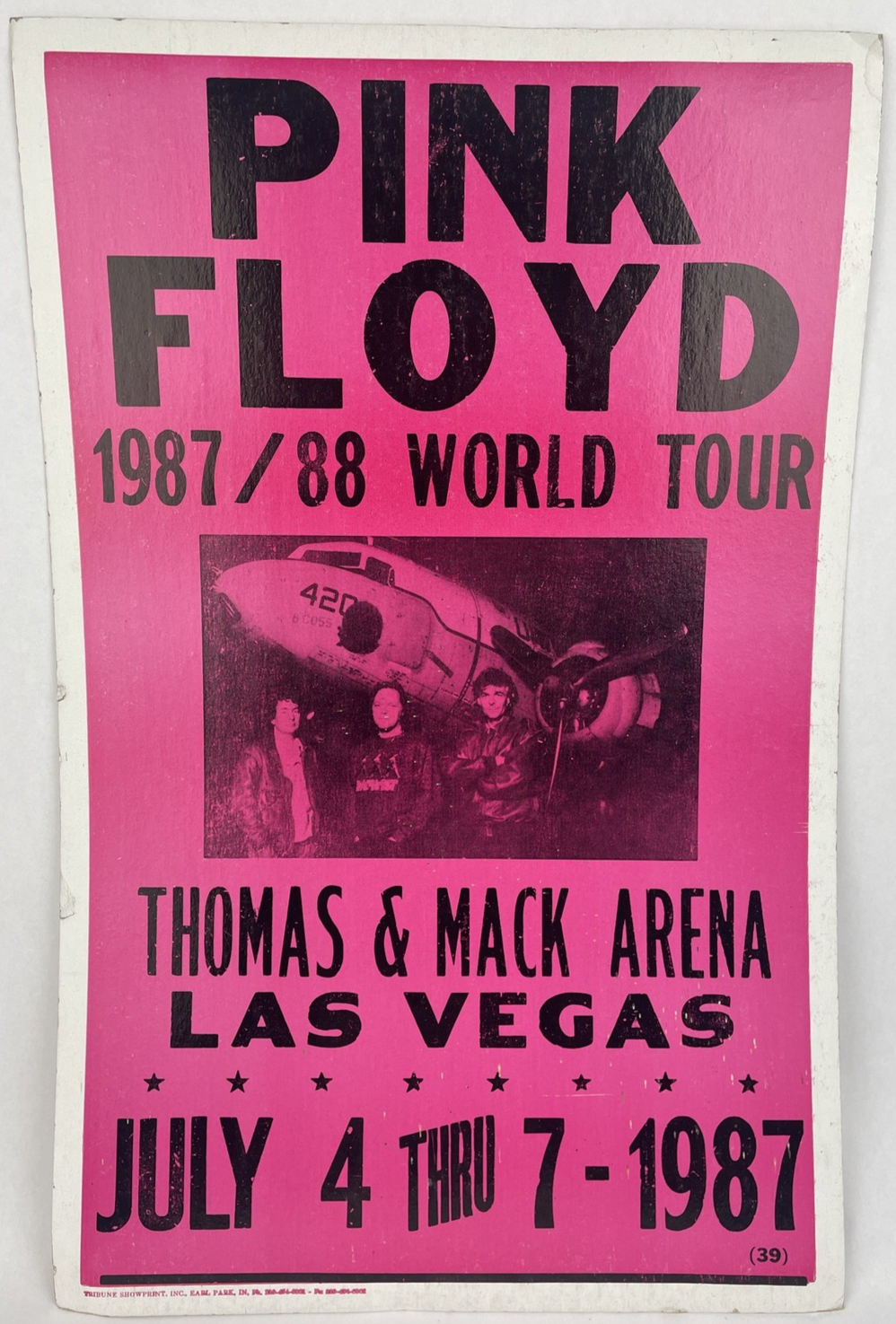 Vintage Pink Floyd Concert Poster July 4-7 1987 Las Vegas Nv. Authentic Handbill