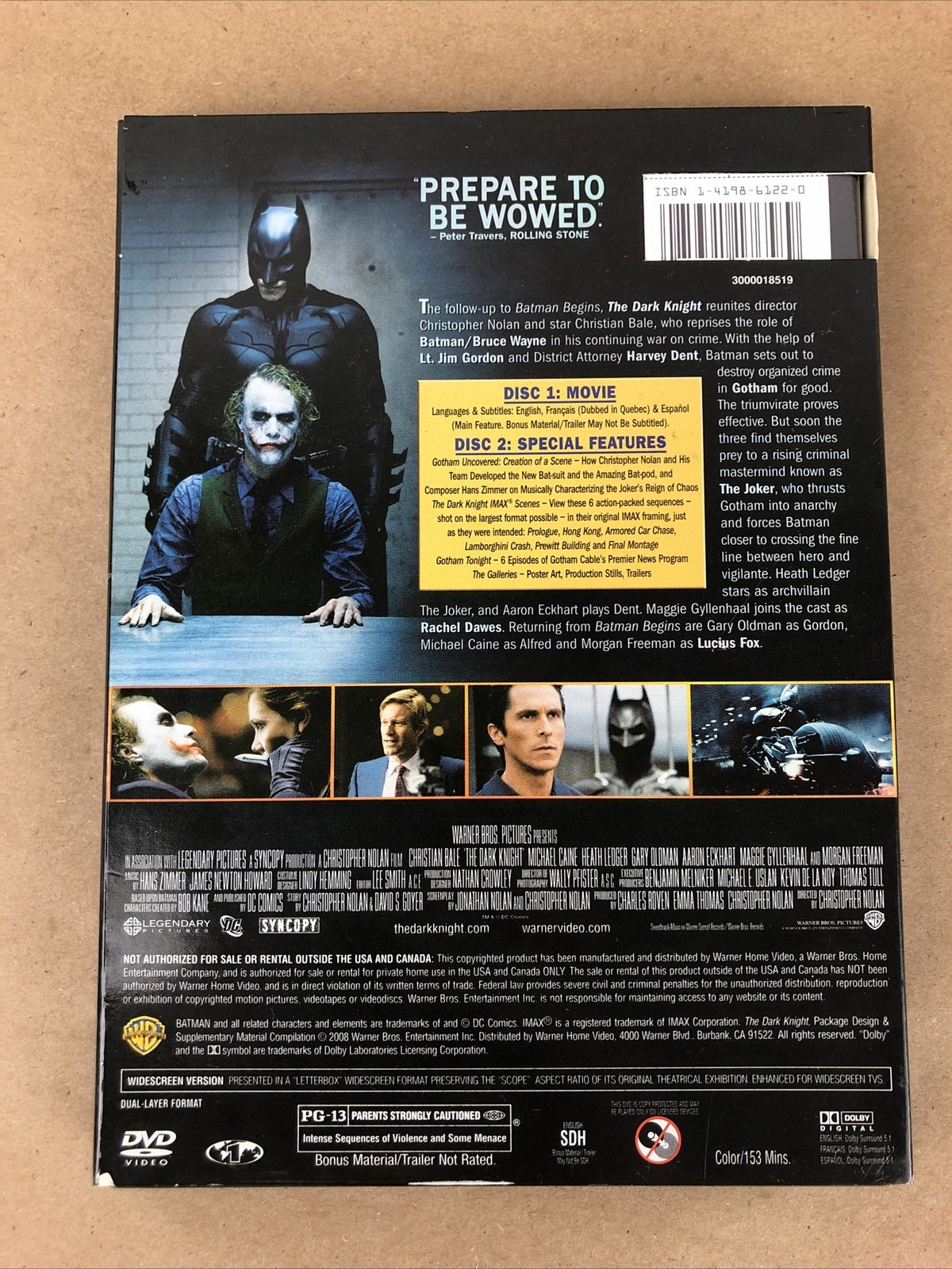 The Dark Knight (Two-Disc Special Edition) - DVD - Mint Discs W Sleeve Cover