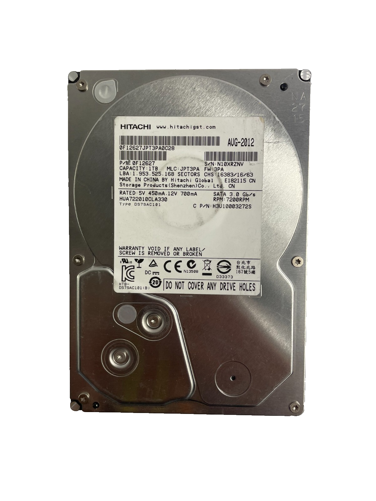 Hitachi 1TB Model HUA722010CLA330 7200RPM SATA II Hard Disc Drive Cache 32 MB