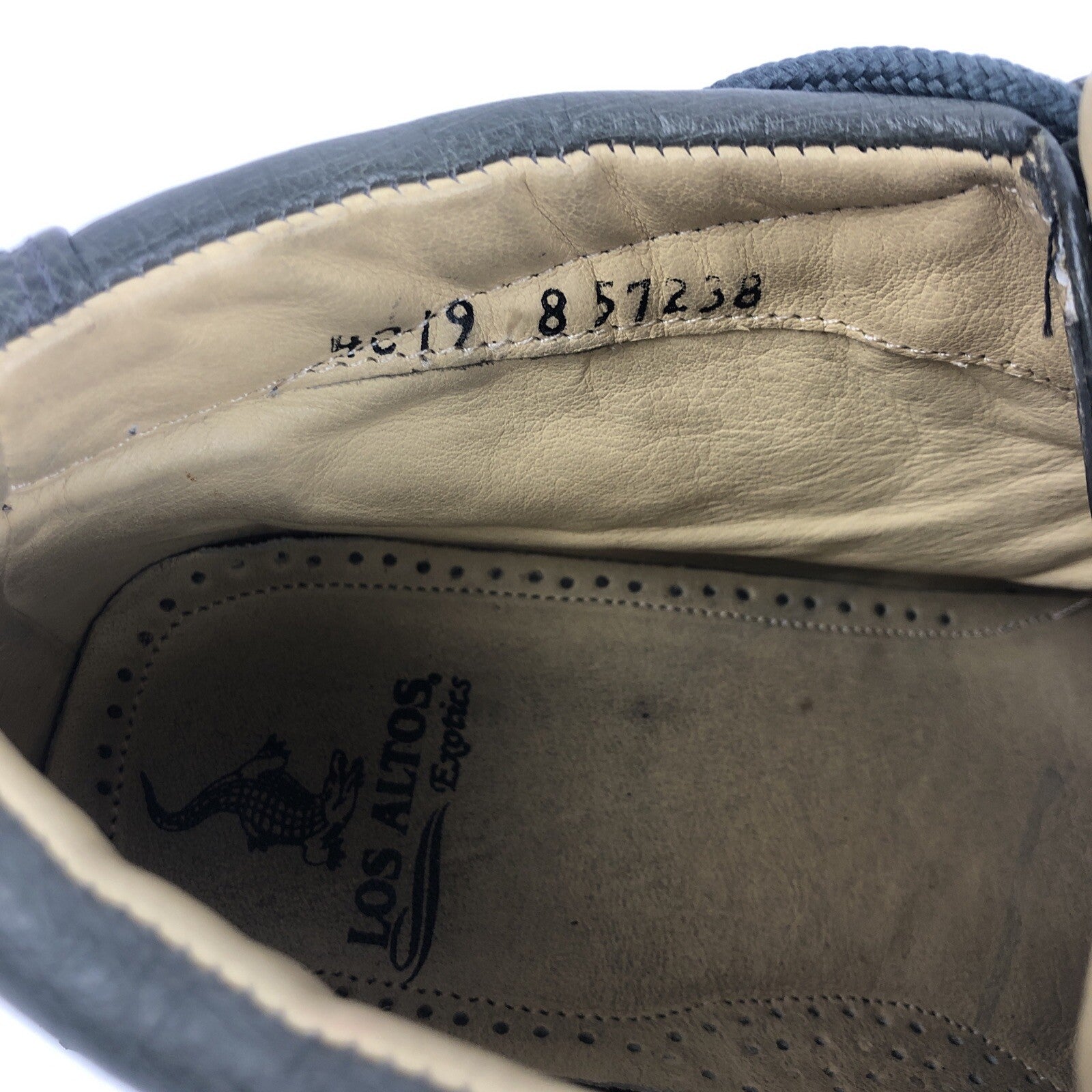 Los Altos Exotics Genuine Ostrich Shoes Blue Bilbo Comfort Sole Size Mens US 7.5