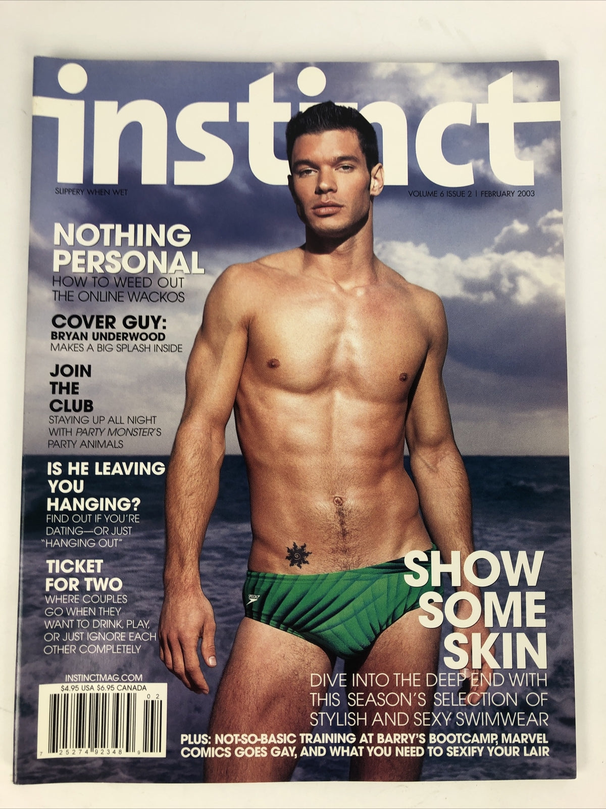 Instinct Magazine February 2003 Show Some Skin * Brian Underwood Cover *VGC*