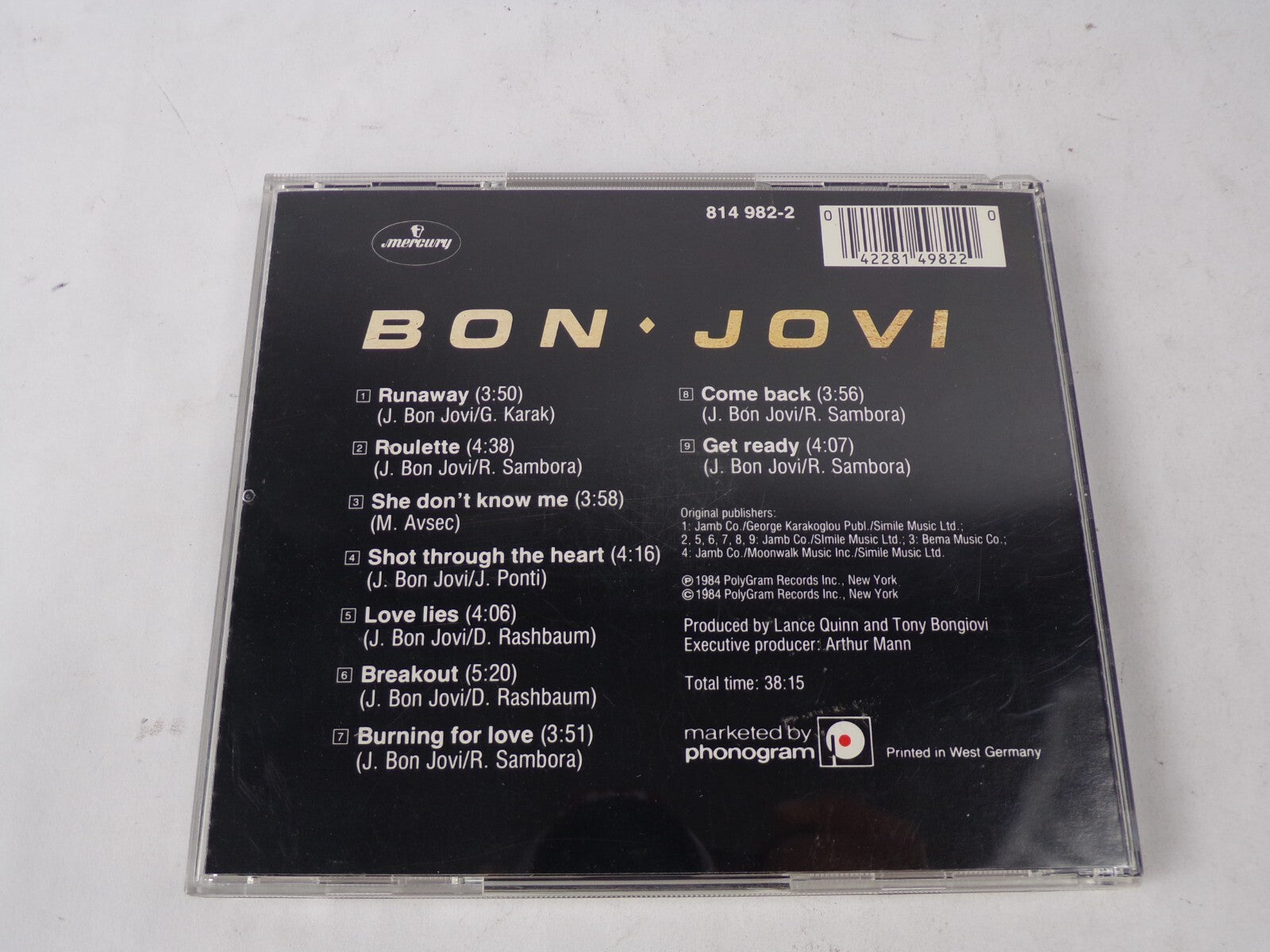 Bon Jovi Runaway Roulette Shot through the heart Love Lies Come Back CD#62