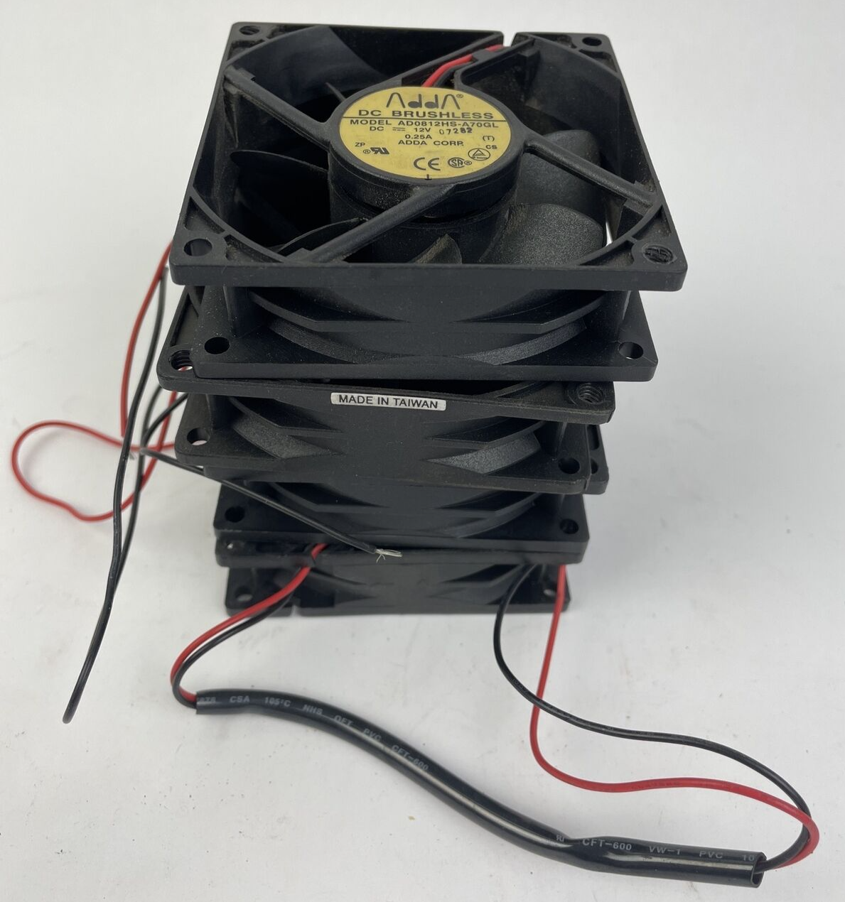 4 x Adda Corp. USA AD0812HS-A70GL 12 Volt DC 0.25A Brushless Tubeaxial Fan NOS