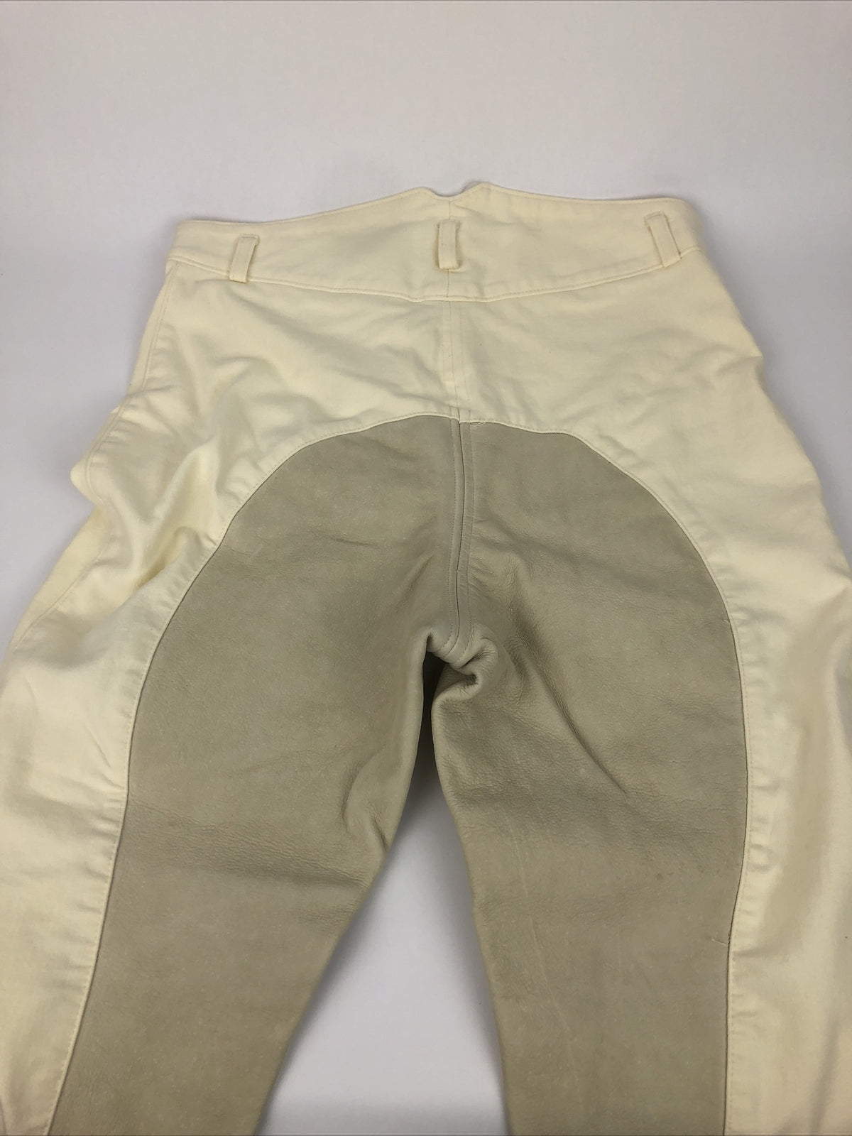 EQUI Wear Women’s Leather Knee Patch Breech Riding Pants Equestrian Cream Sz 30