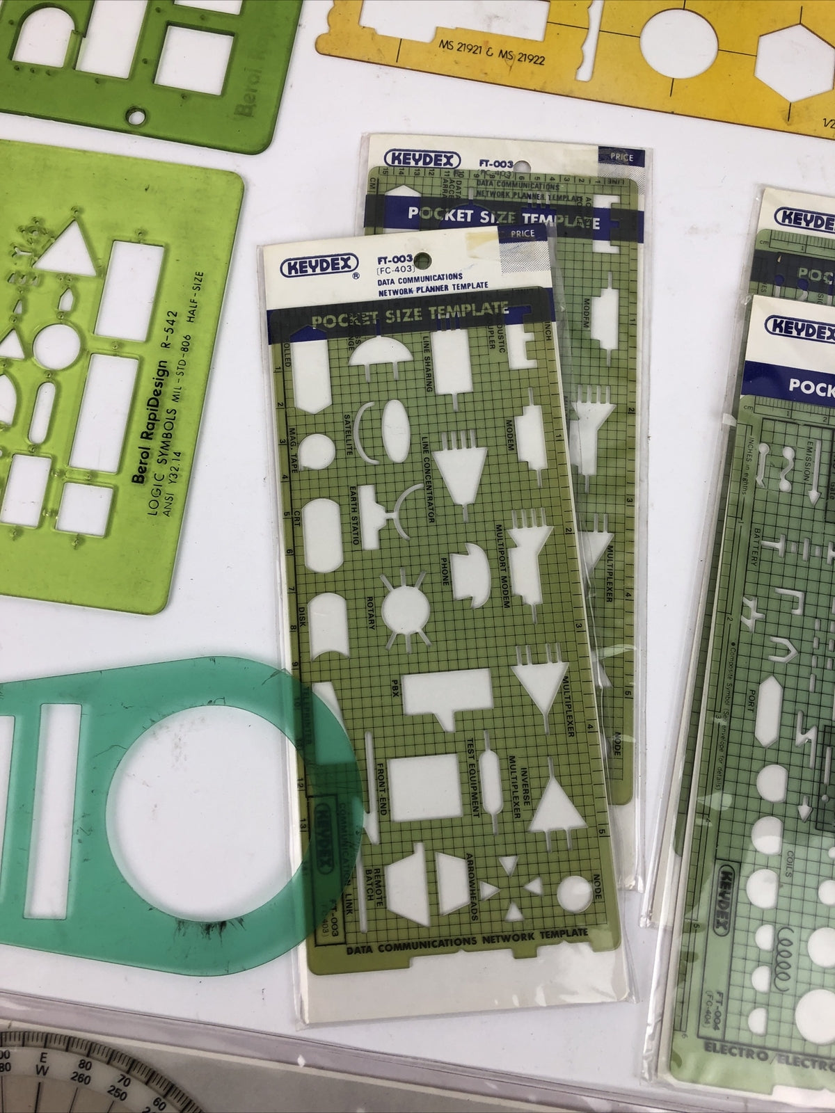 LOT (15) KEYDEX Parker Pickett ASA Berol ELECTRIC CONTROL SYMBOLS & TEMPLATES 