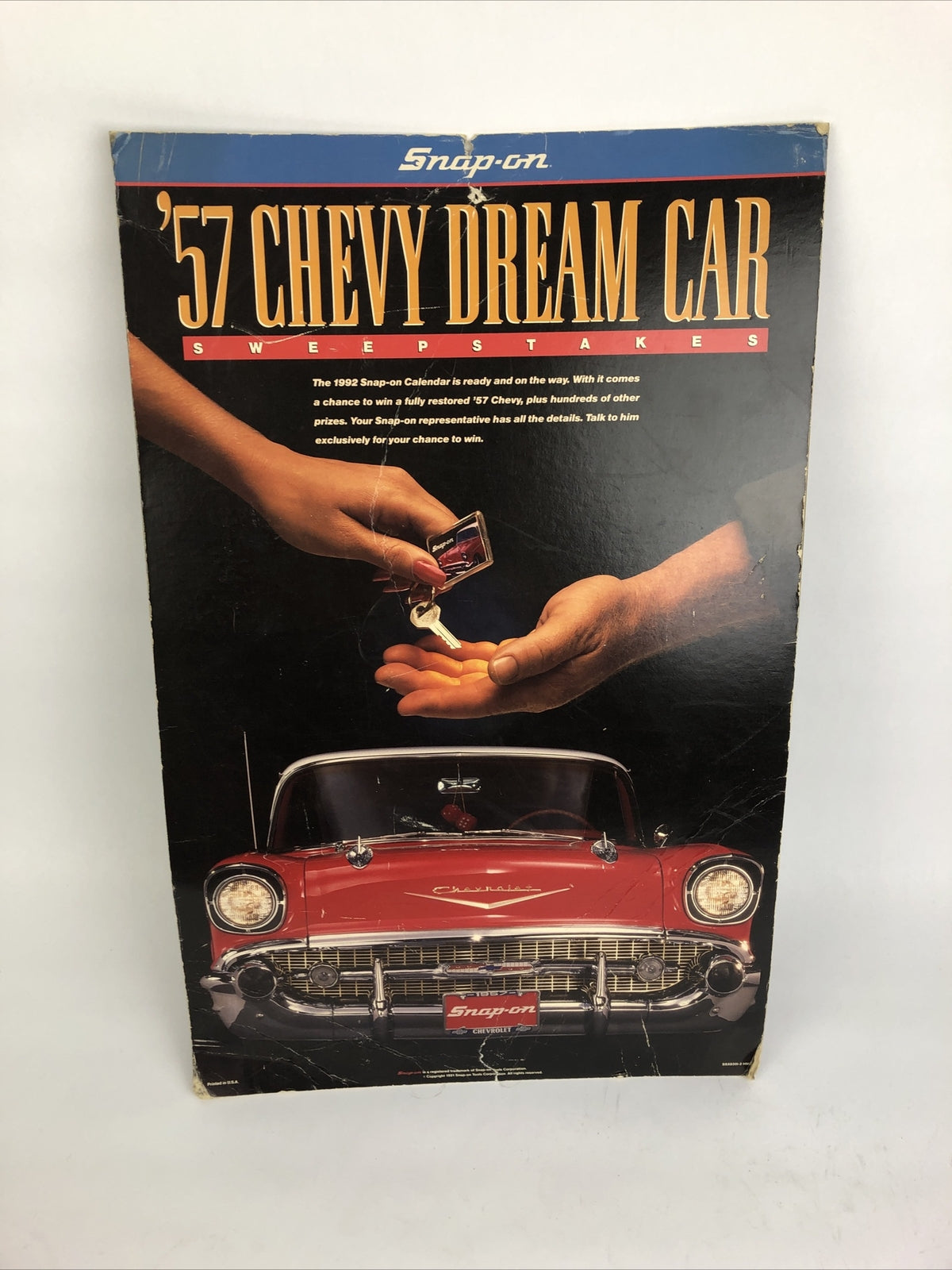 Original VTG Snap-on Tools '57 Chevy Dream Car Sweepstakes Advertisement Poster