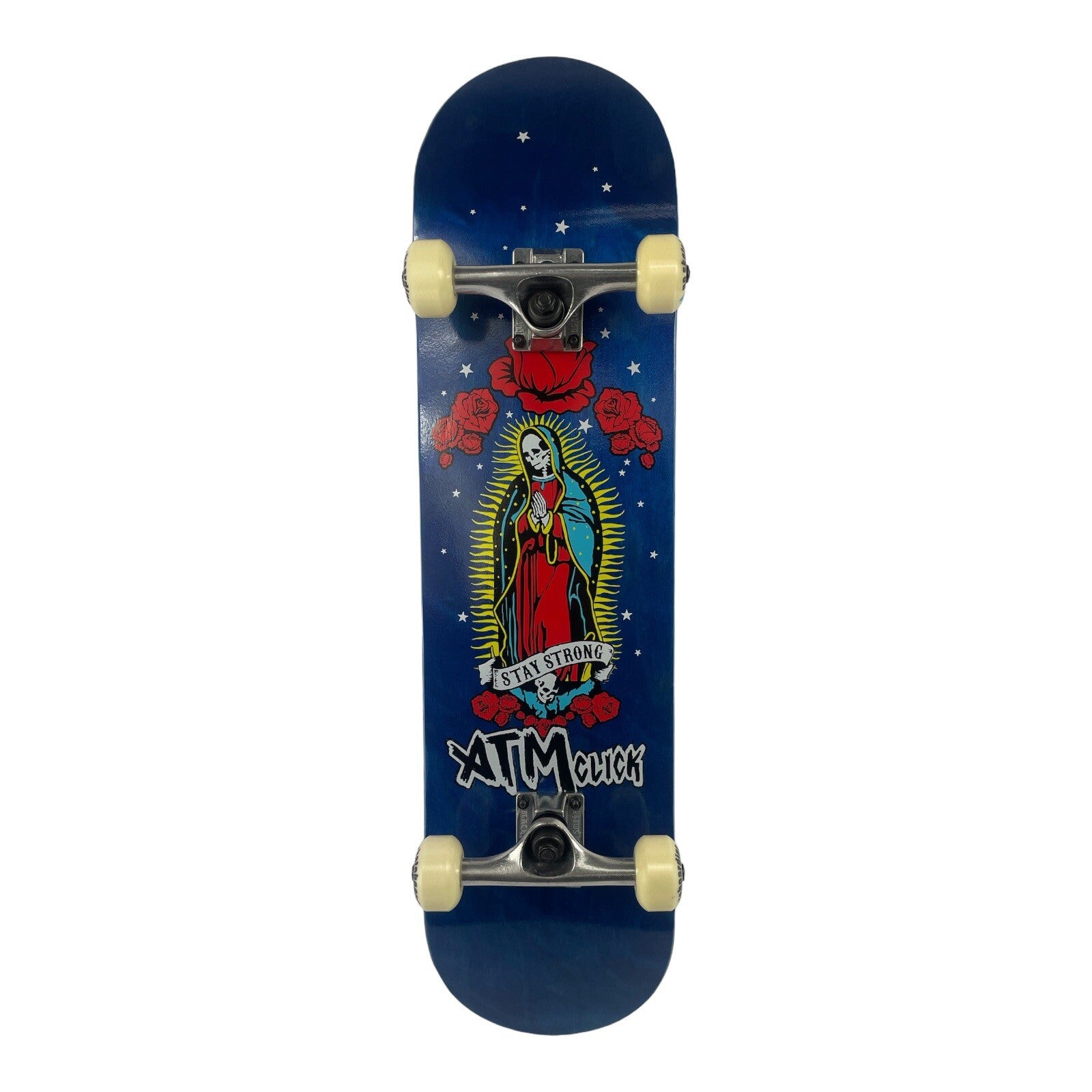 ATM Click Skateboard Complete 8" Stay Strong w Black Smith Trucks 52mm Wheels