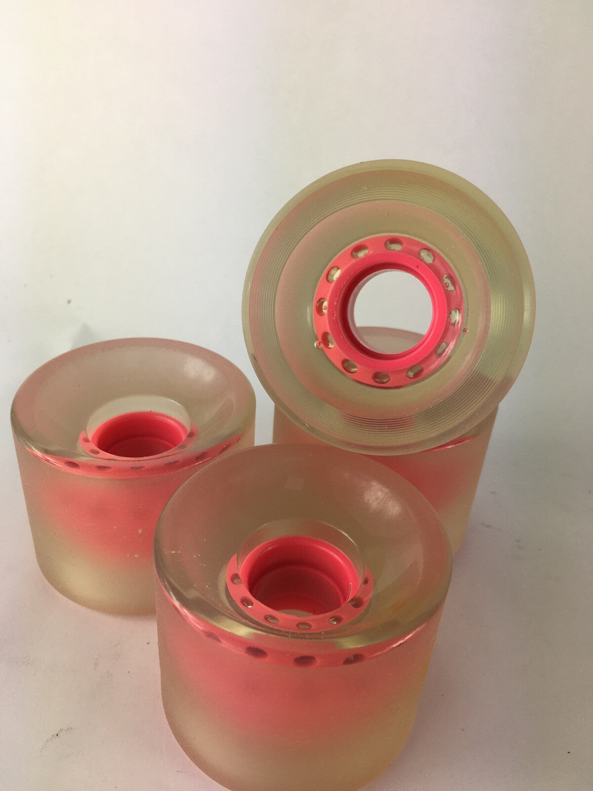 Cruiser CLEAR BRIGHT Pink CORE GUMMY Skateboard Wheels 82A 62 mm Stone Sanded  