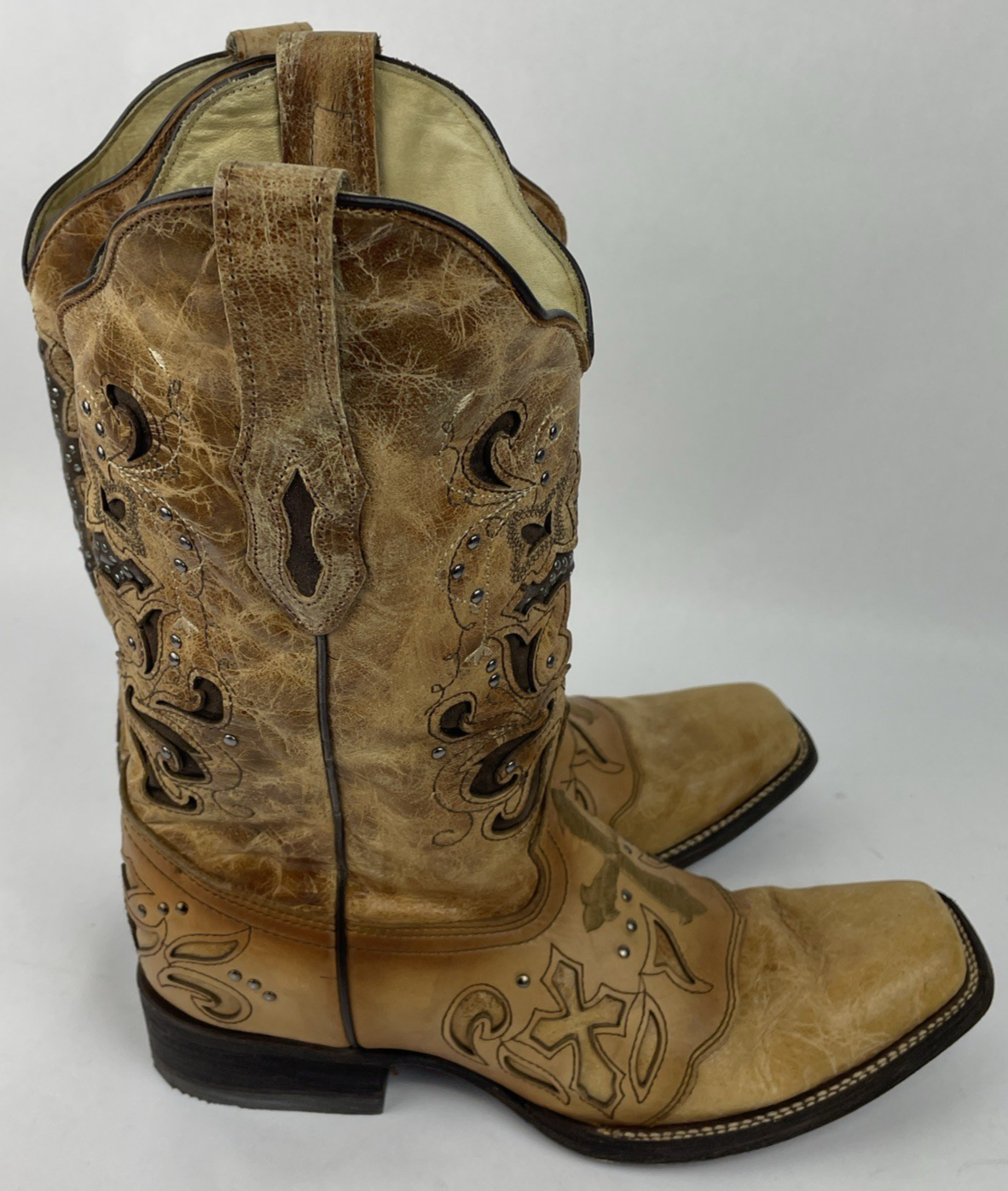 Corral men western boots brown tan square toe