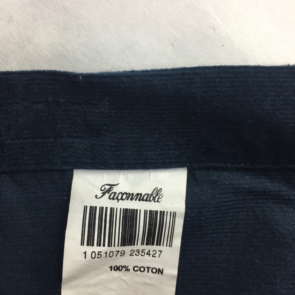 F By Faconnable Mens Button Front Shirt Blue Standard Cuff Long Sleeve Cotton 42