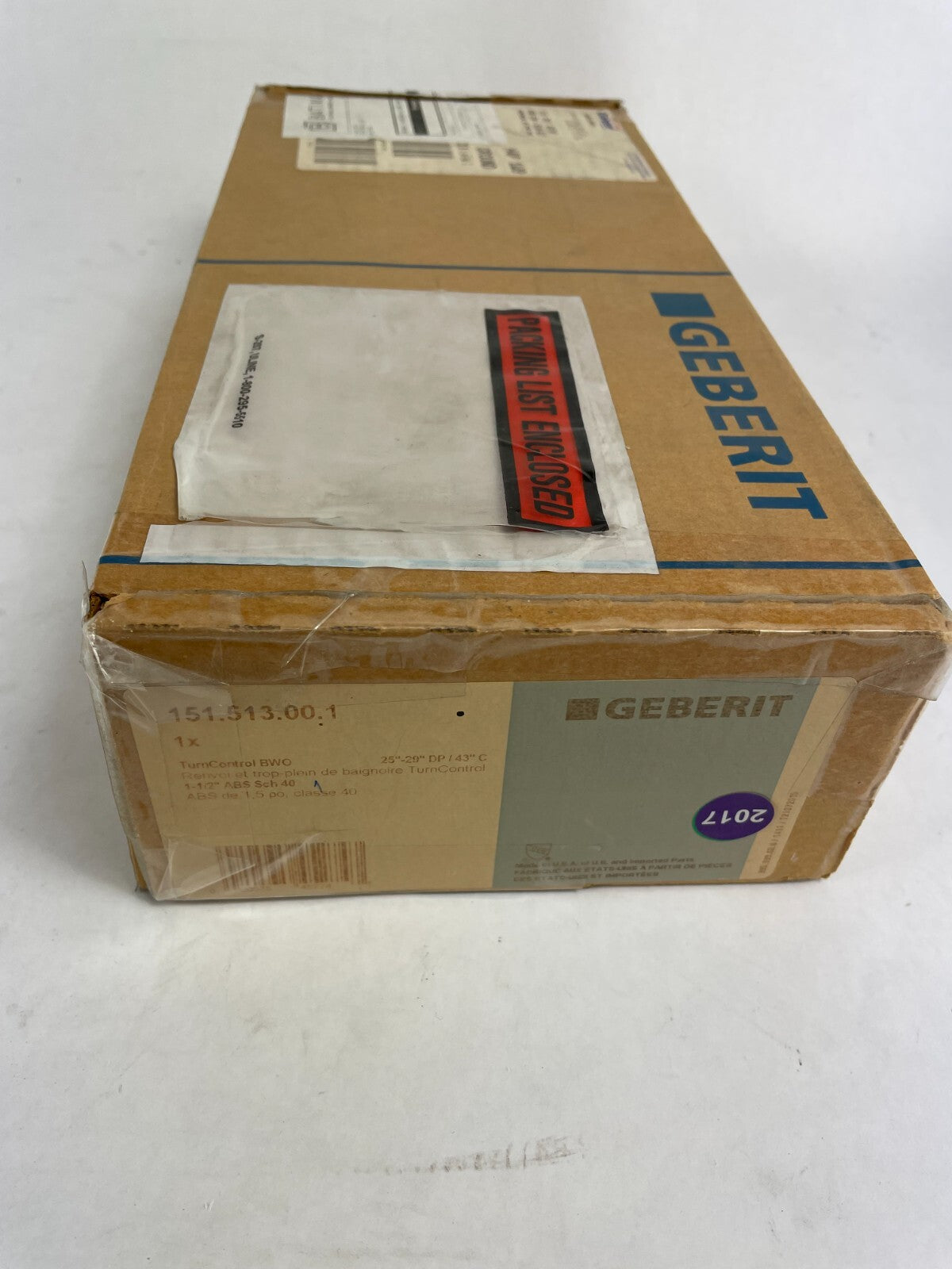 Geberit 151.513.00.1 Bathtub Drain With Turncontrol Handle Actuation, Rough-In