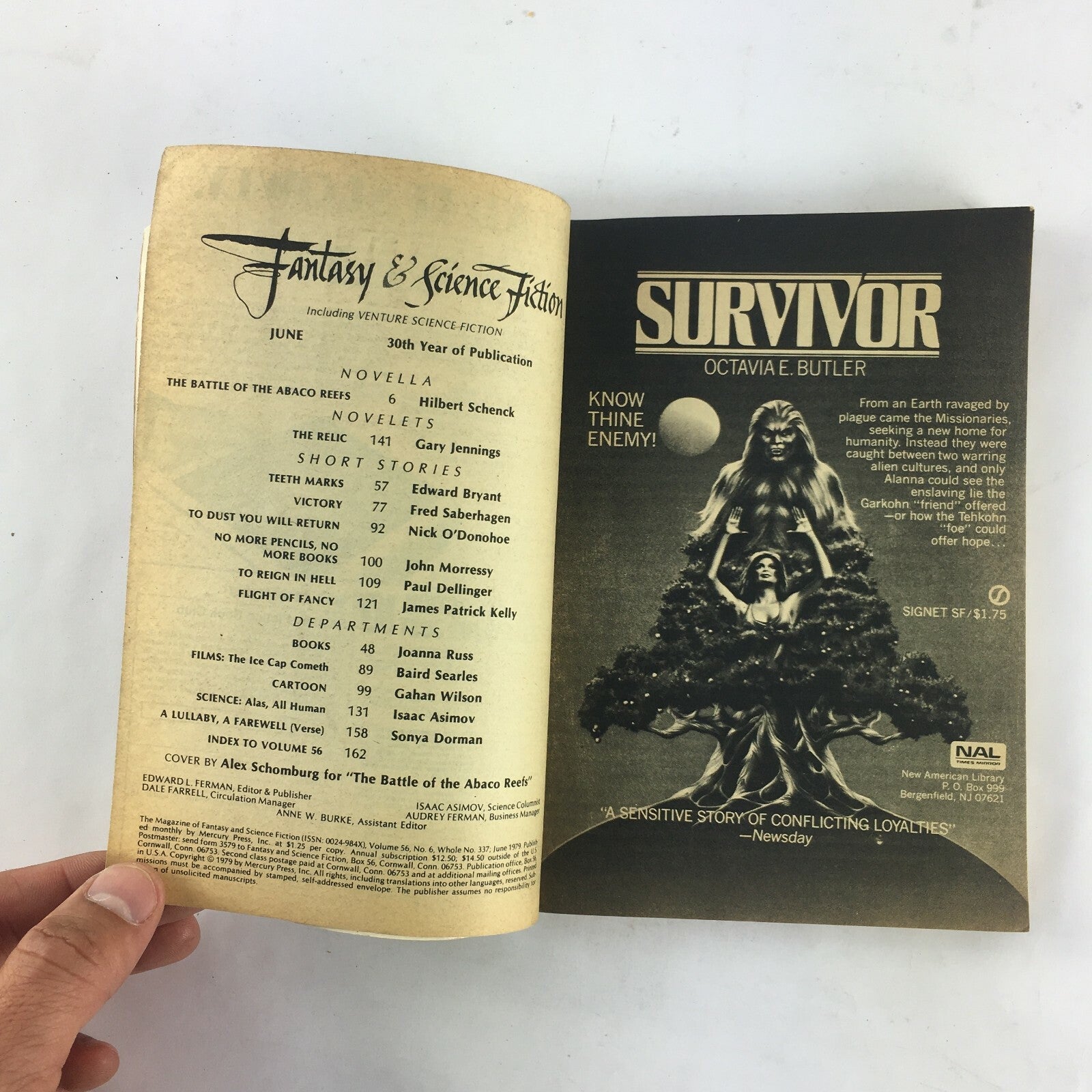 June Fantasy&Science Fiction Magazine The Battle of the AbacoReefs HibertSchenck