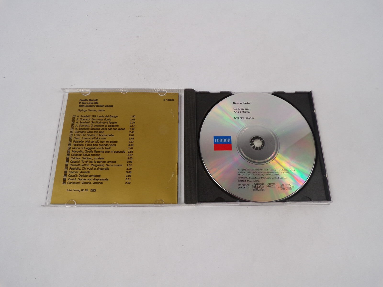 If You Love Me Se Tu M'Ami Cecilia Bartoli Gyorgy Fischer Piano A. ScarlattCD#70