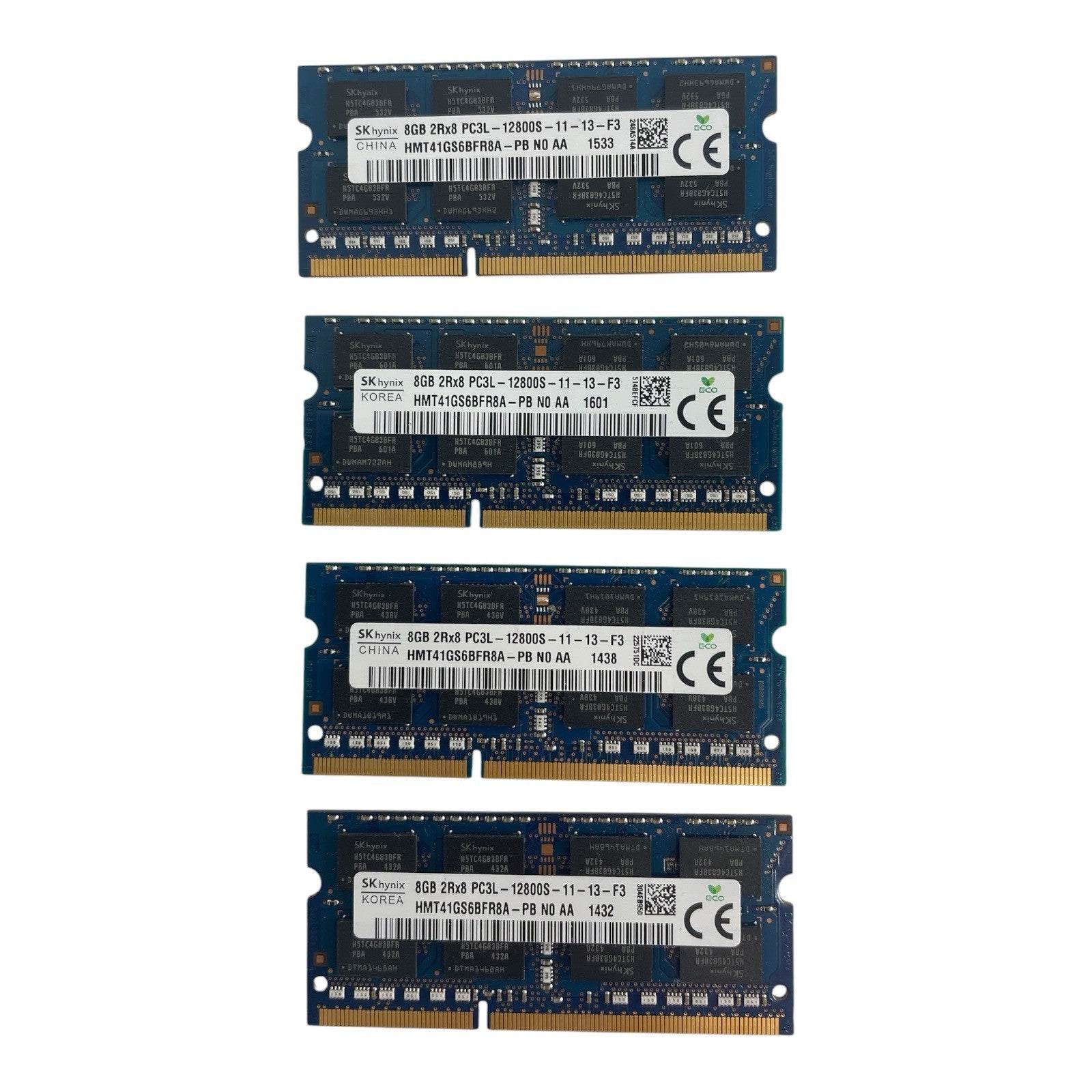 Lot 4 SK hynix 8GB DDR3L 1600 PC3L-12800S 2Rx8 Laptop RAM Memory