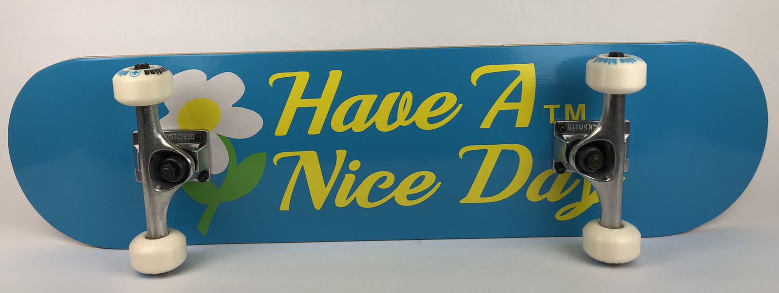 ATM Click Skateboard Complete 8" Have a Nice Day -Black Smith Trucks 52mm Wheels
