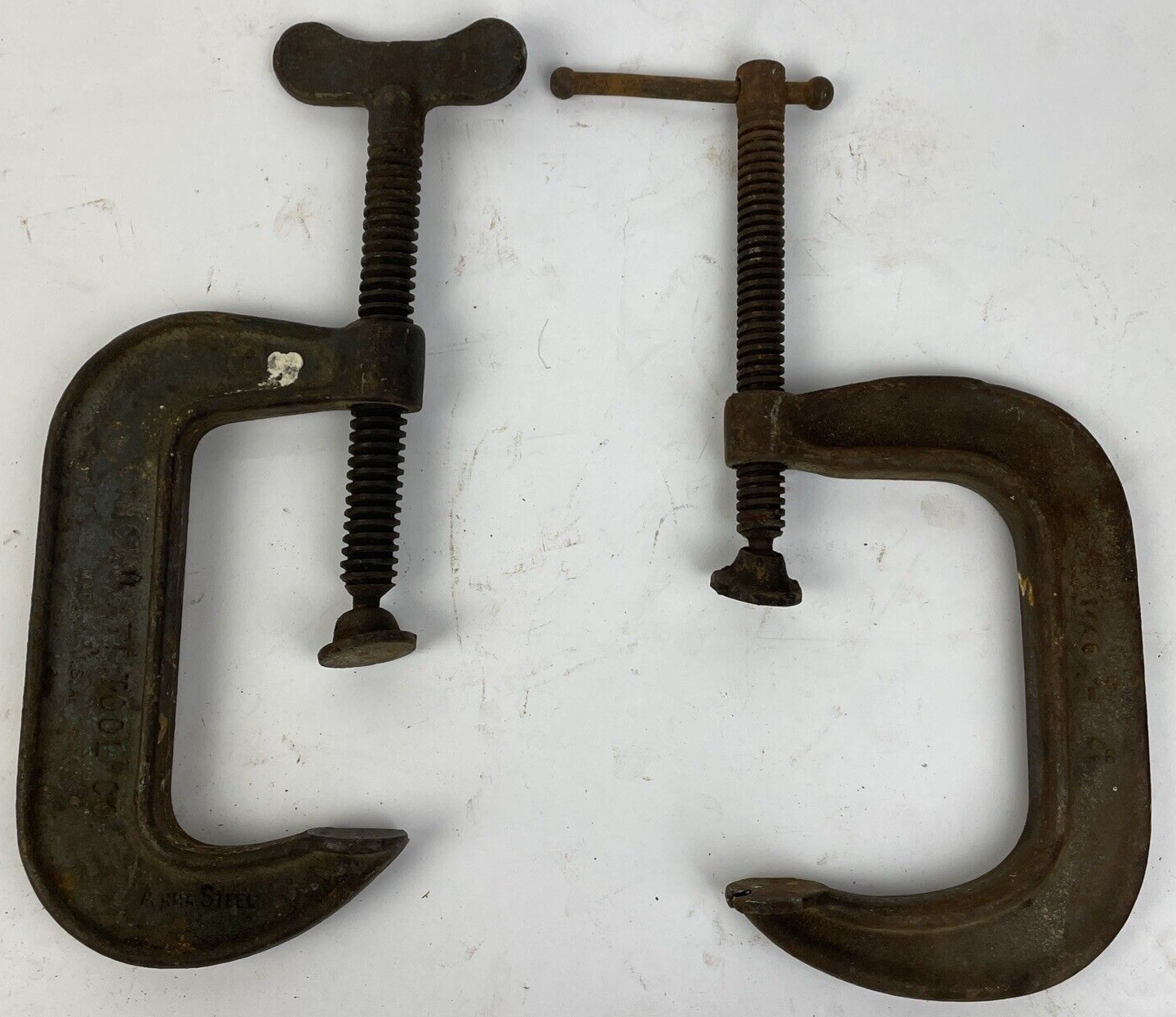 2 x Vintage 4" Chicago 4140 / Standard No. 540 C Clamp  Welding Woodworking Tool