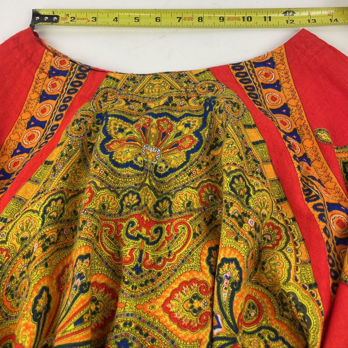 Caftan Kaftan Dress Orange Paisley Medallion Boho India OSFM - LOOK