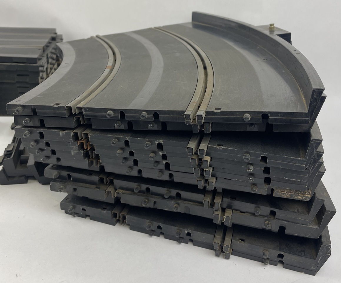 Marx Vintage Slot Car Track Lot 12 Curved & 10 Straight w 2 Sears Marx Controls