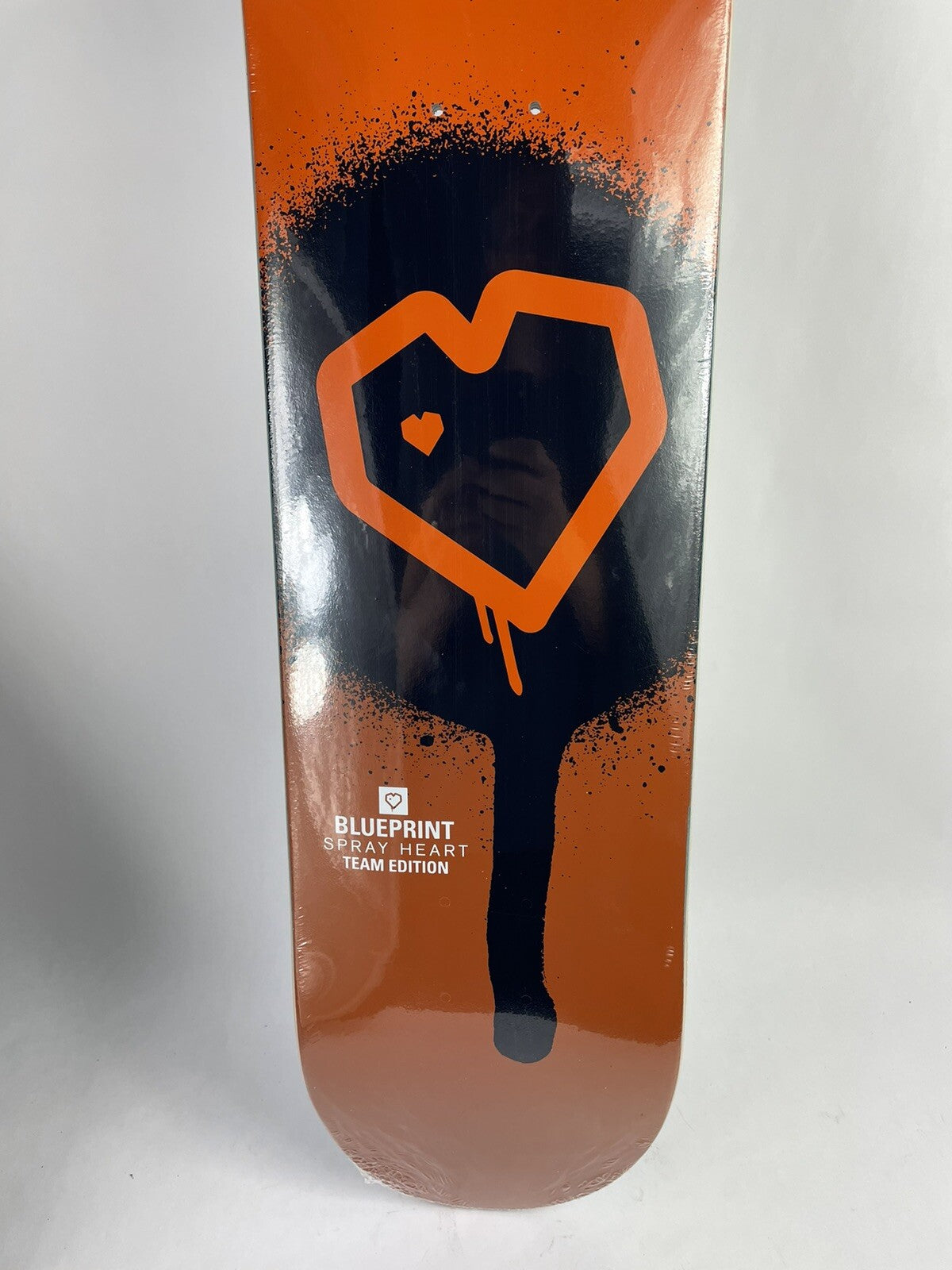 Blueprint Spray Heart Orange OG 8-inch rare hard rock maple skateboard deck.