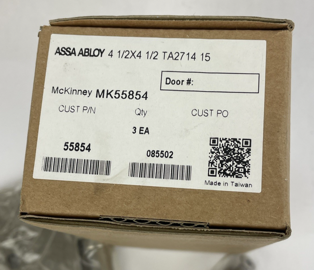 MCKINNEY HEAVY DUTY STAINLESS STEEL DOOR HINGE ASSA ABLOY 4.5" X 4.5" w Hardware