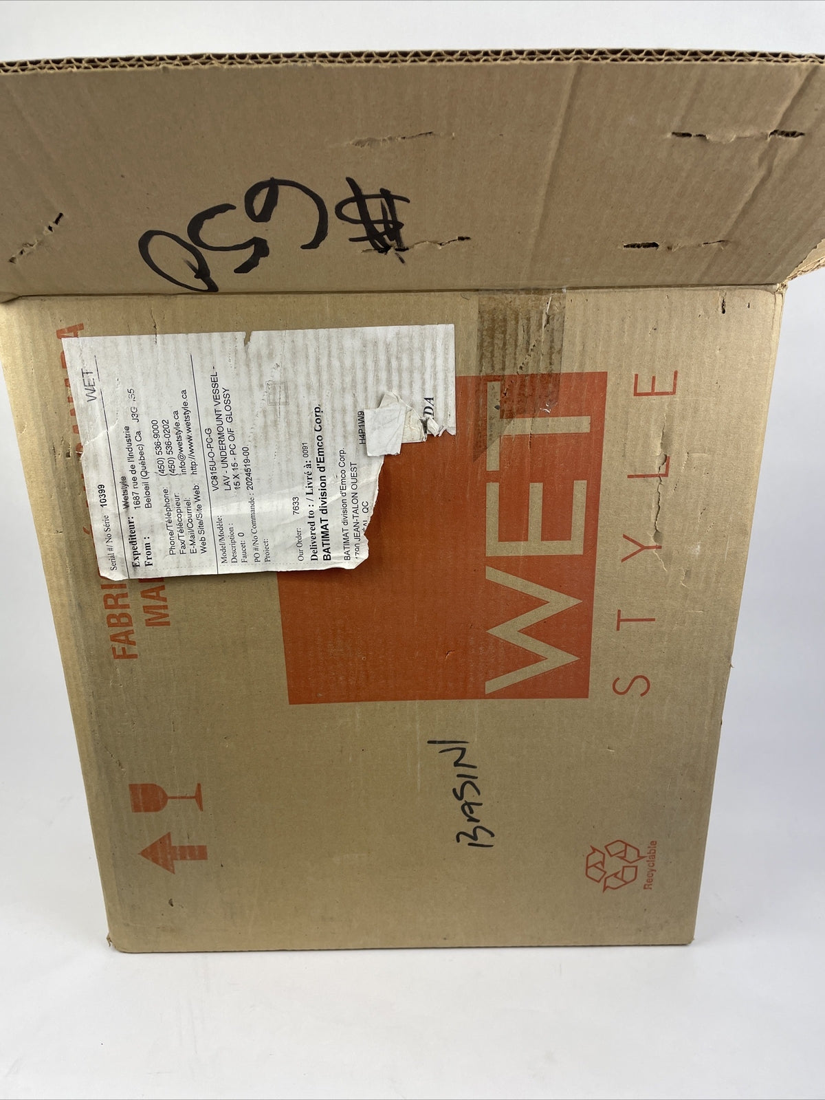 OEM WET Style VC815U-O-PC-G Under Mount Vessel Lavatory Sink 15" X 15" x 4" LOOK