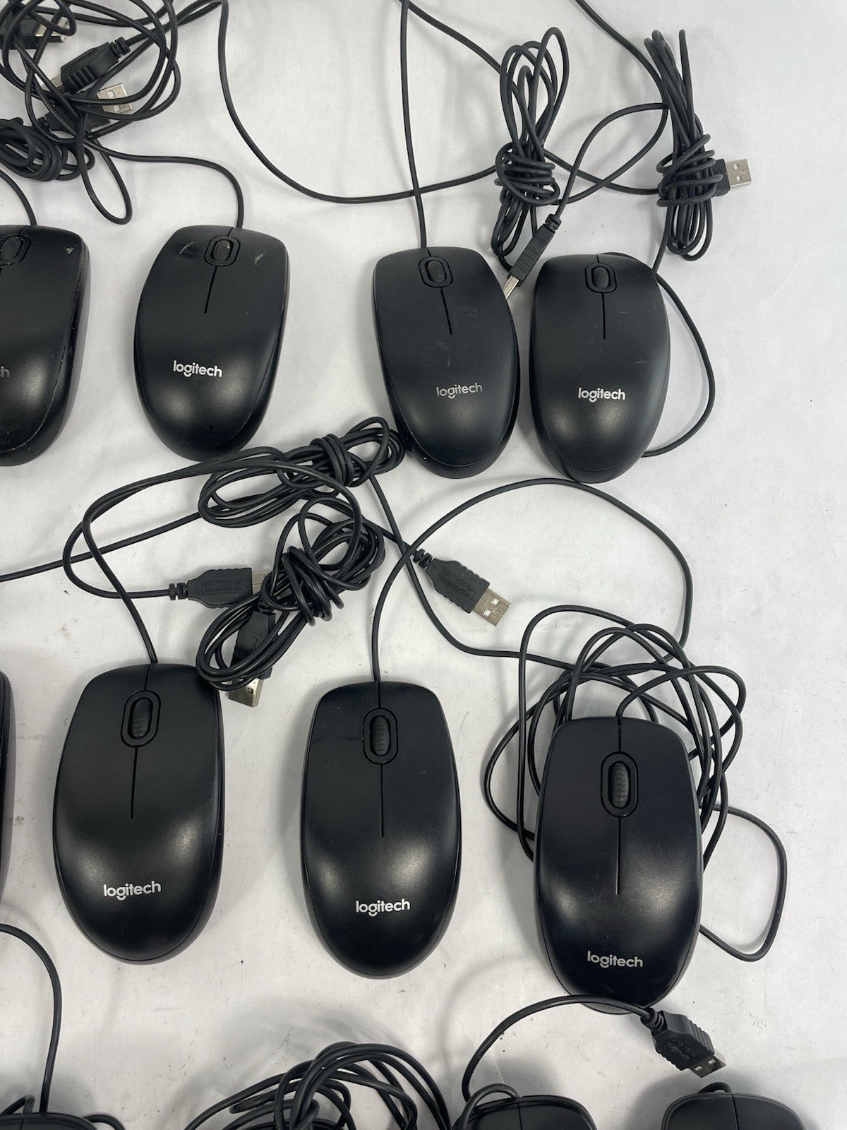 Lot of 24: Logitech B100 USB Optical Wired Scroll Mouse (Black)