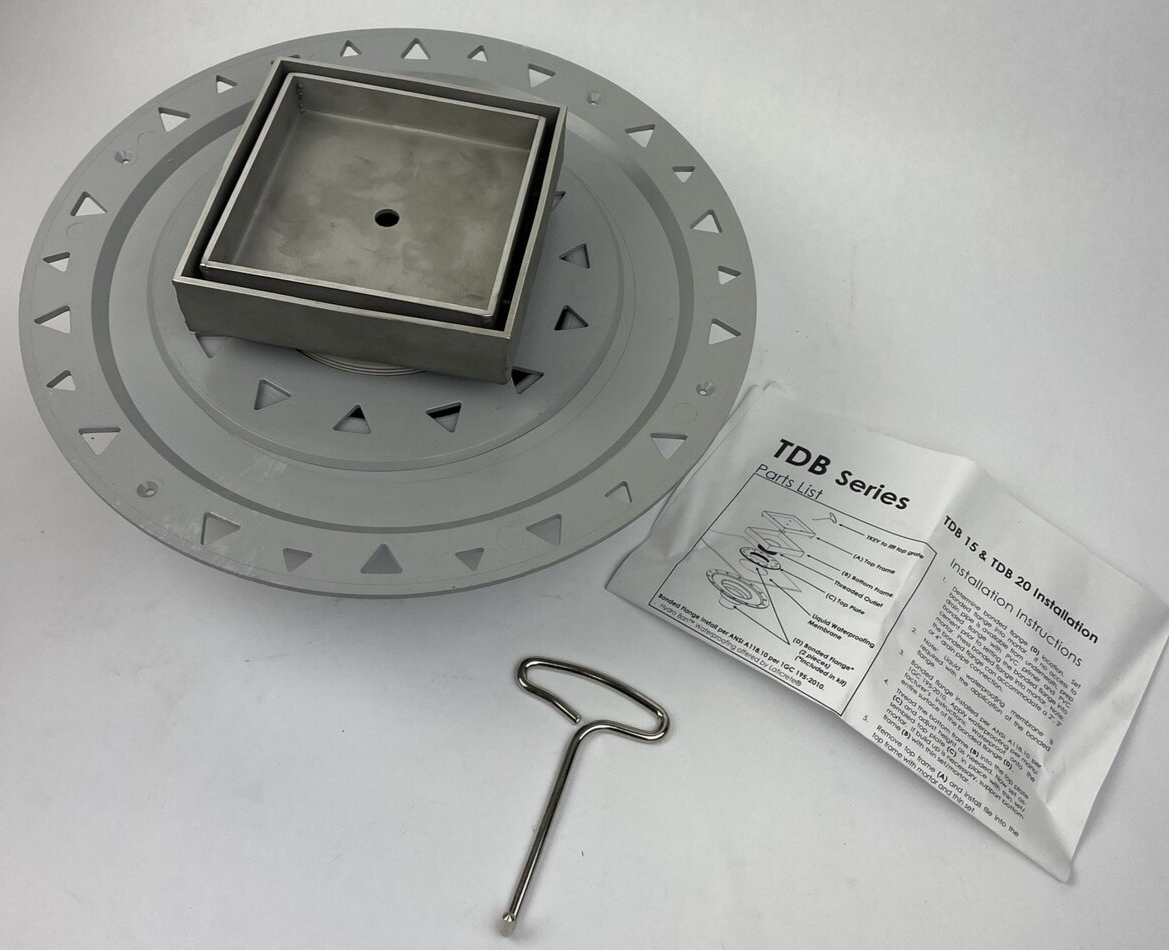 OEM ID Infinity Drain TDB 15 Kit w/PVC Bonded Flange Drain Body - LOOK