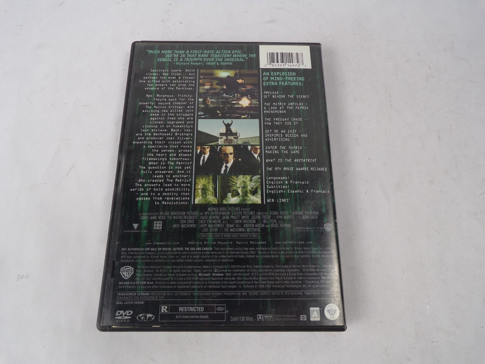 Matrix Reloaded An Explosion of Mind Freeing Extra Features Keanu ReevDVD Movies