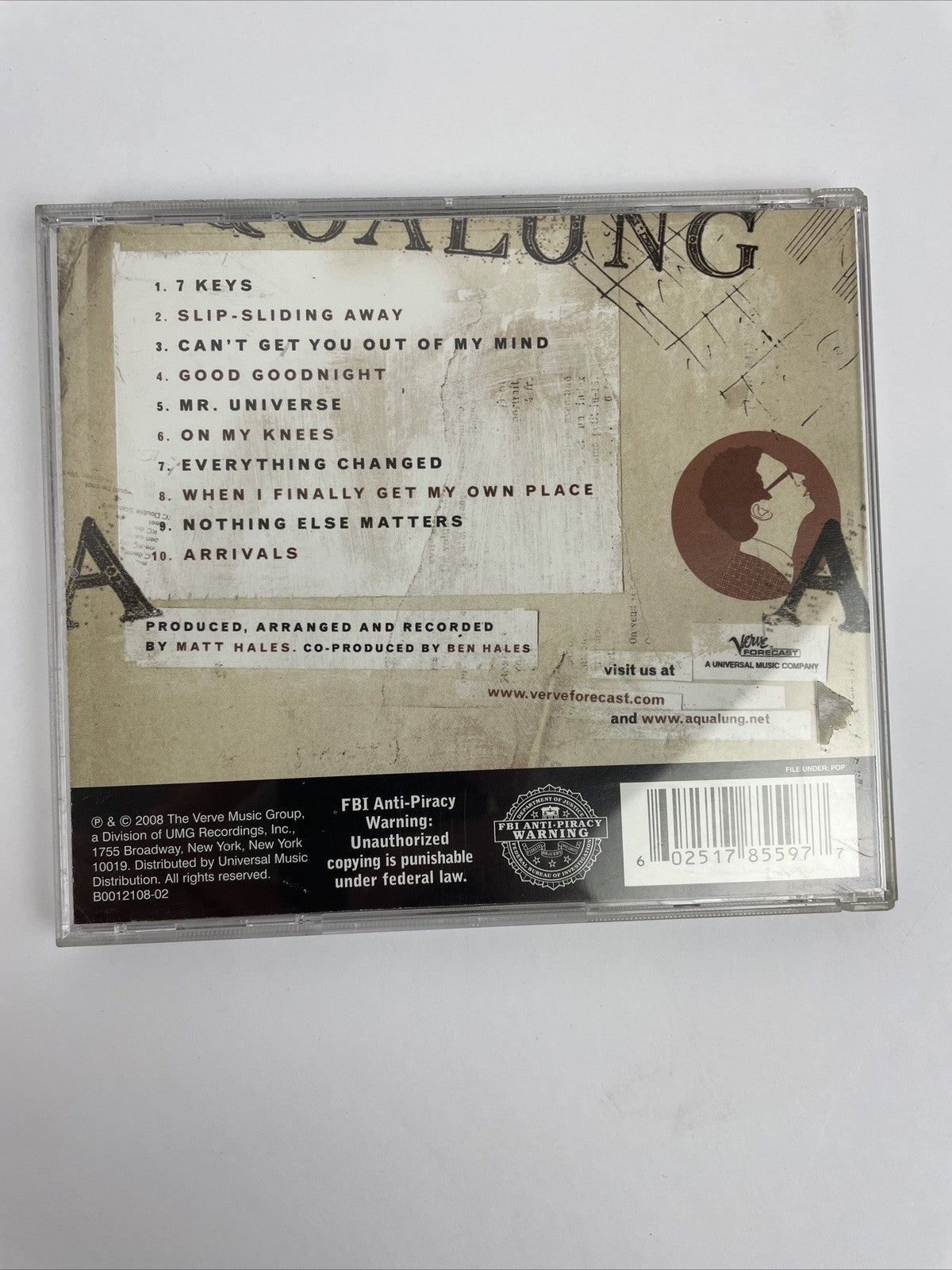 AQUALUNG - Words and Music - Digital Audio CD 2008 Verve Music -           #2