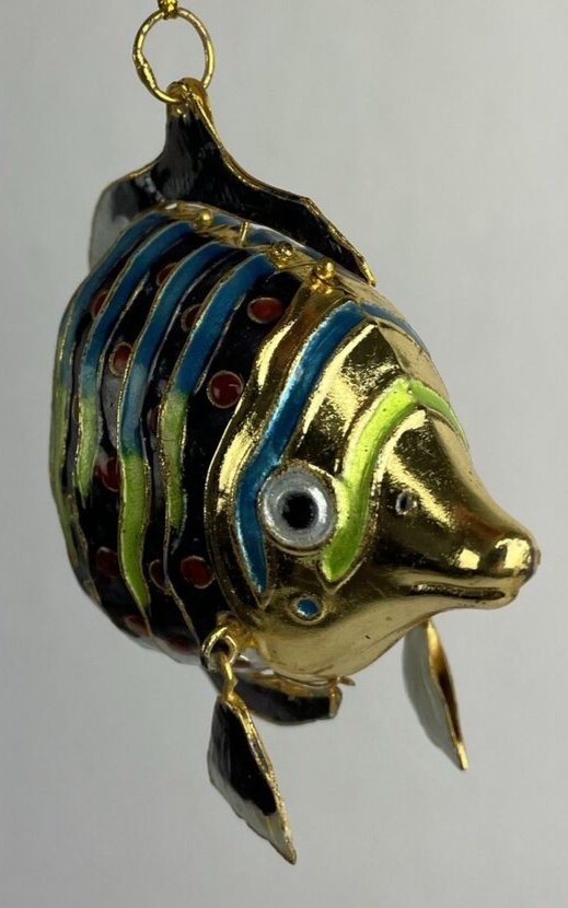 Beautiful Cloisonné Enamel Articulated Tropical Reef Fish Christmas Ornament