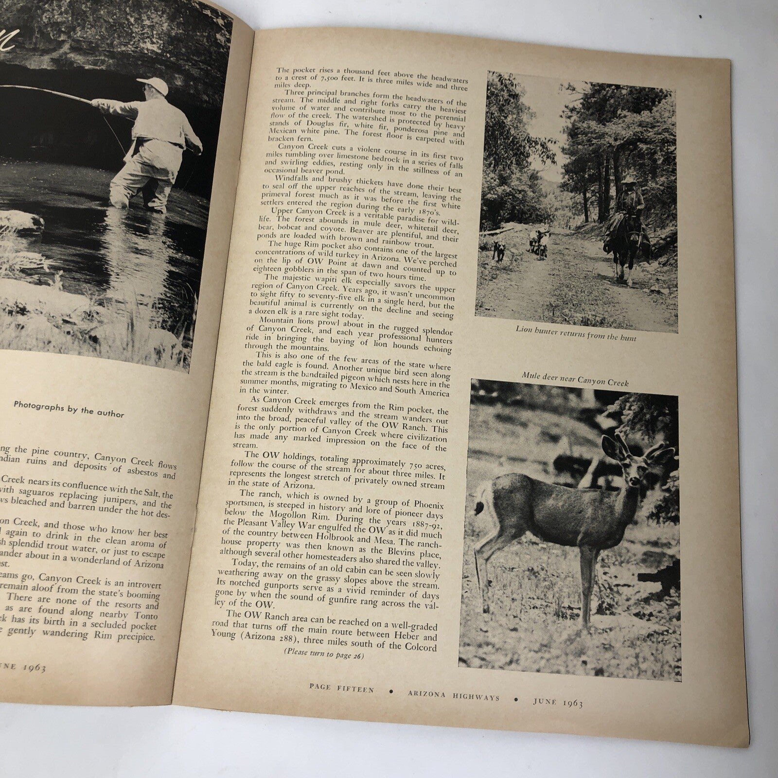 Vintage ARIZONA HIGHWAYS Magazine - June  1963 Featuring Canyon Creek * VGC *