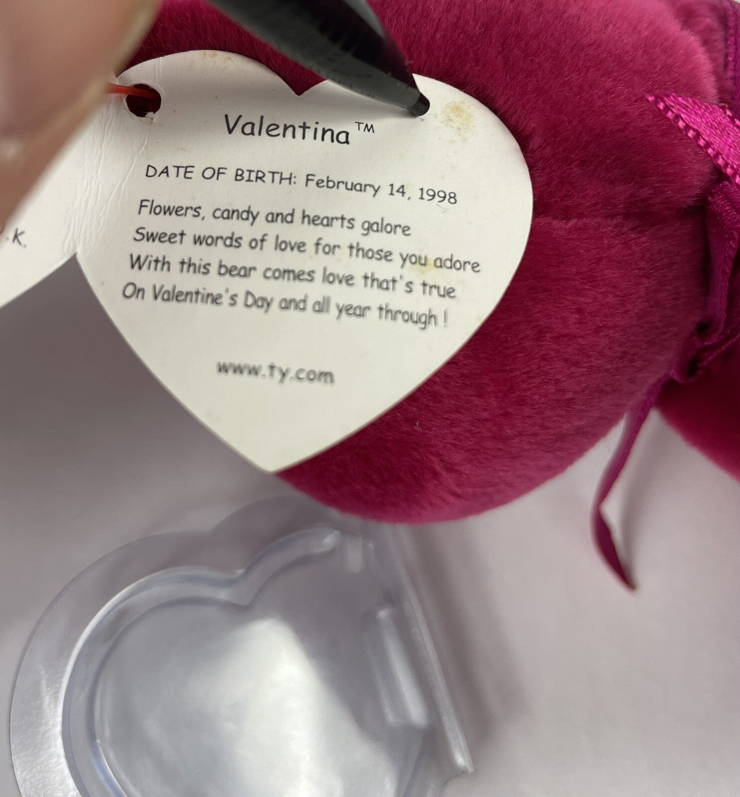 Valentina RARE TY Beanie Baby TAG ERRORS 1998/99 w hologram New & Mint