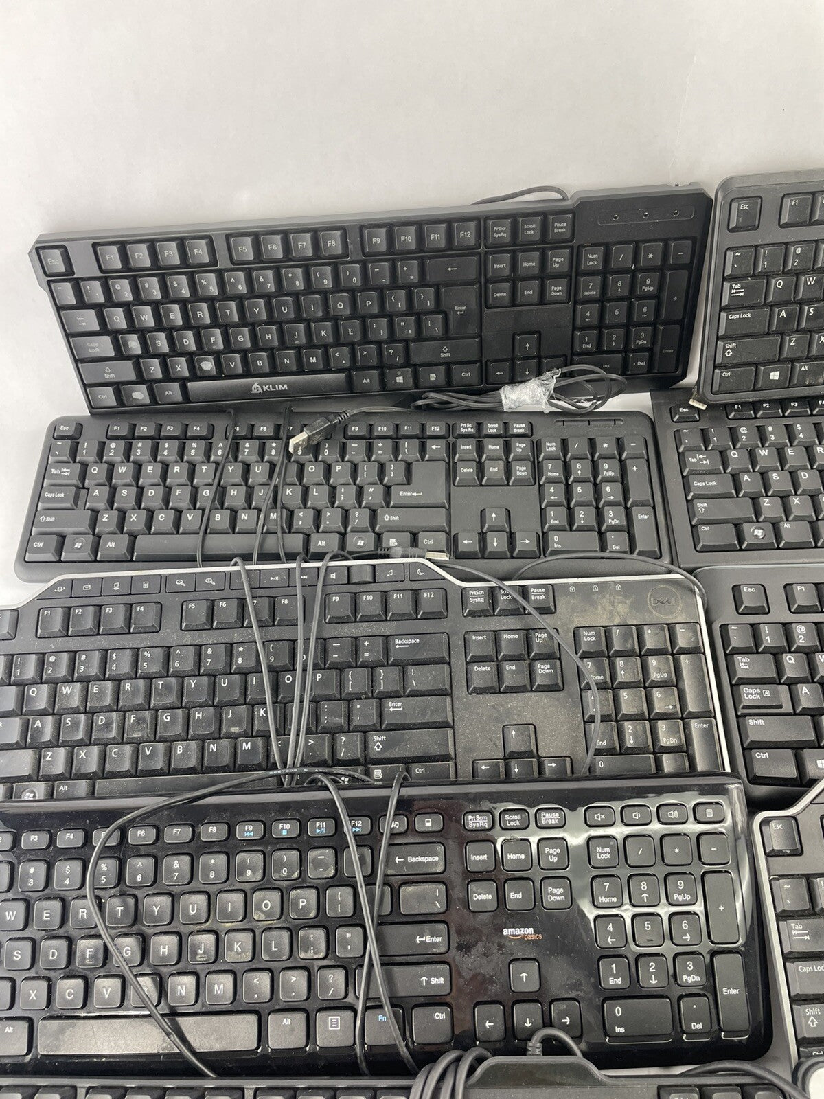 Lot OF 10 - USB Wired Standard Layout Keyboard 104-Key Mixed Random Brand Models