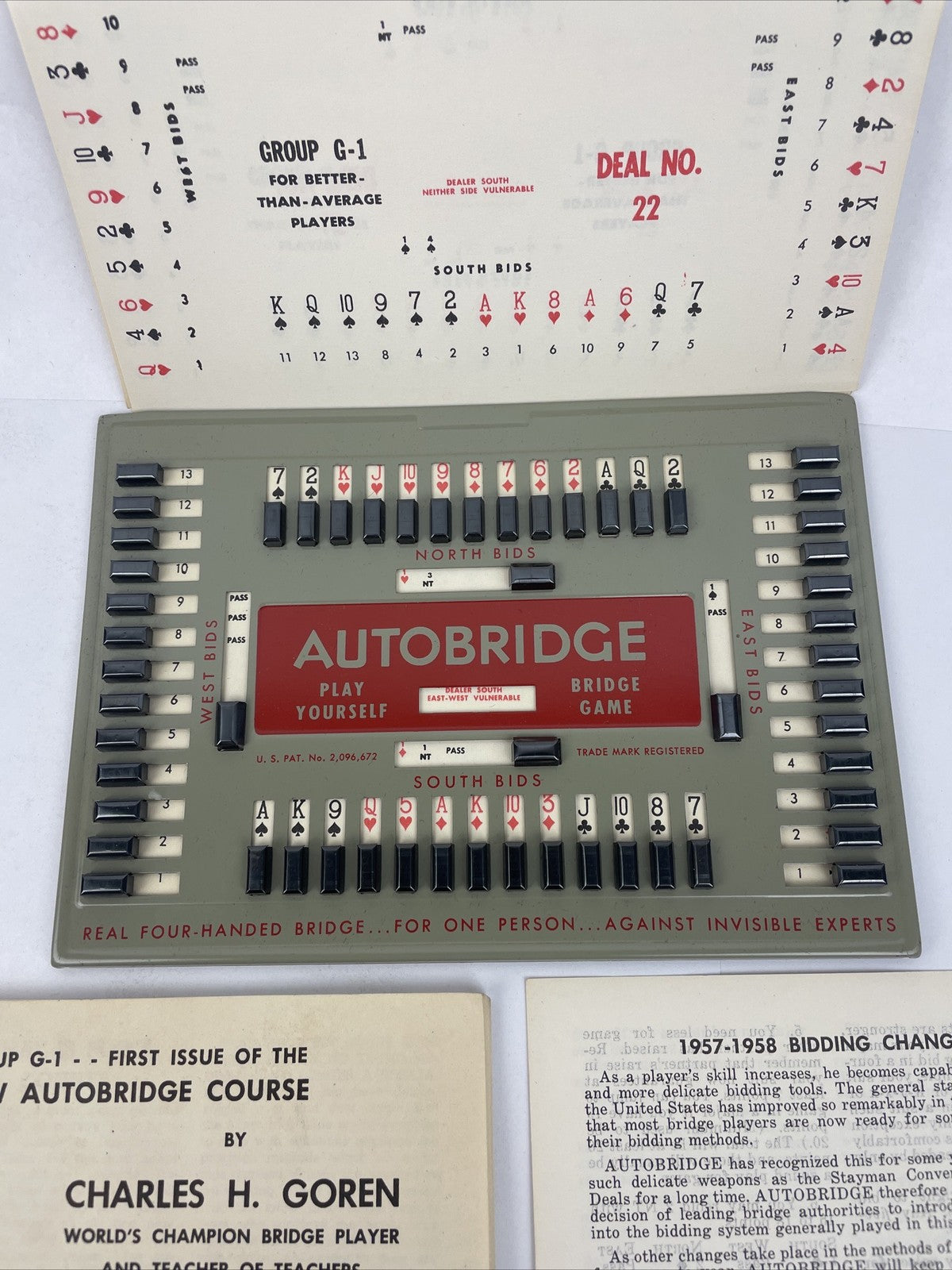 Vintage 1950 Charles Goren AUTO BRIDGE PLAY YOURSELF BRIDGE GAME Complete