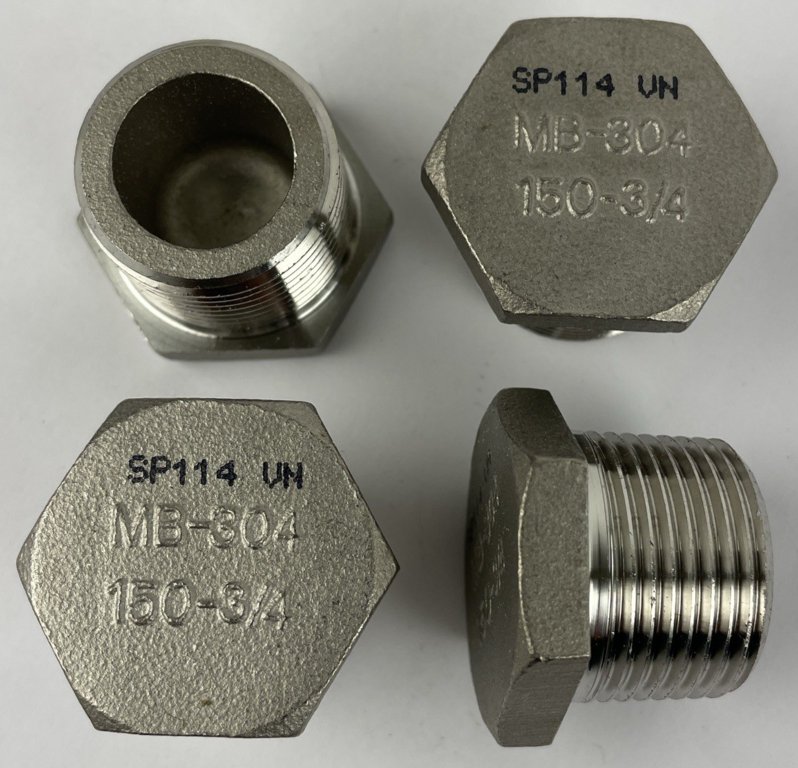 Lot of 4 x 150-3/4 NPT Threaded Hex Head plug MB-304 Stainless Pipe Fittings