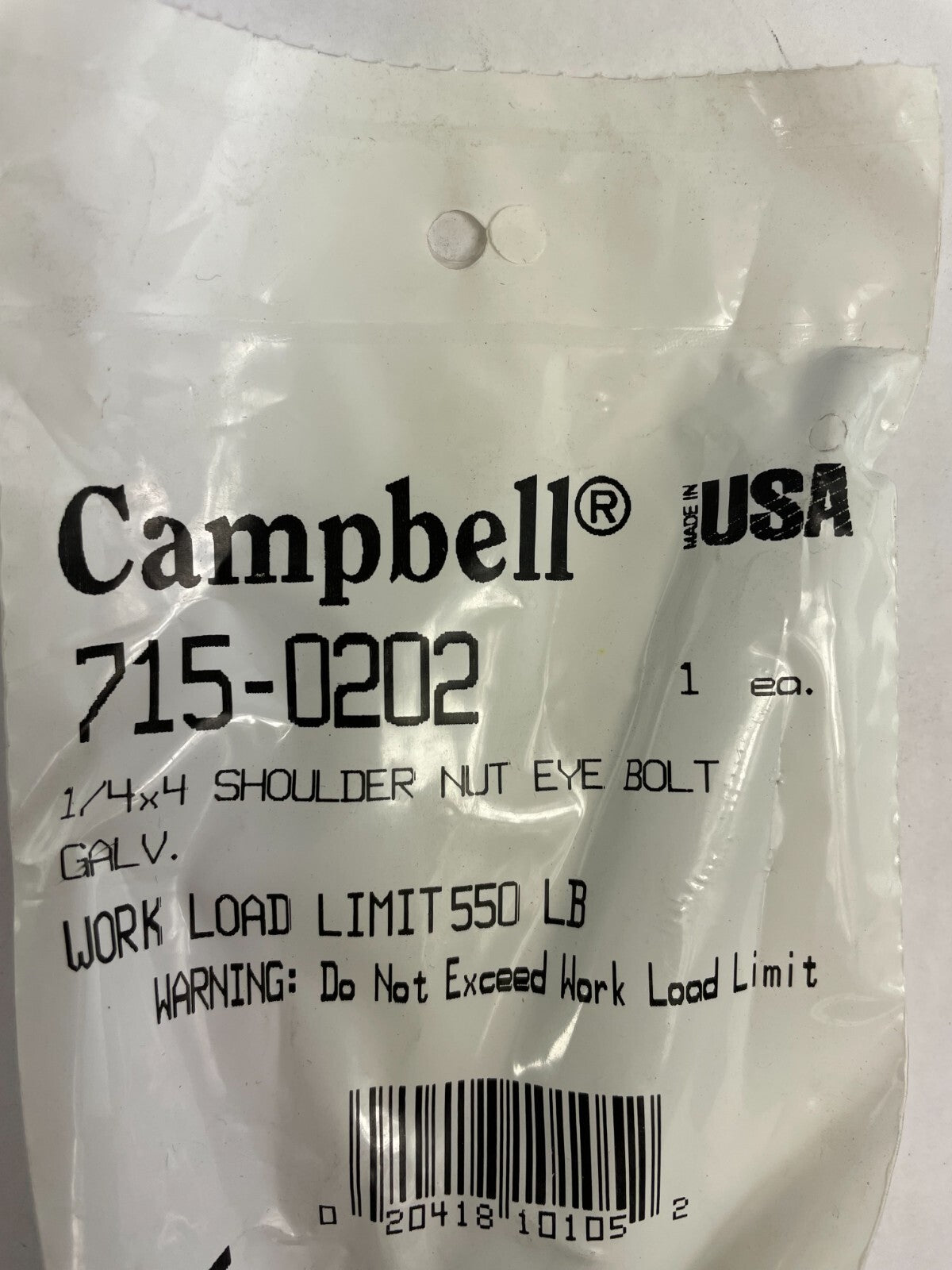 Lot of 13: 1/4"x 4" shoulder eye bolt work load limit 550 lbs