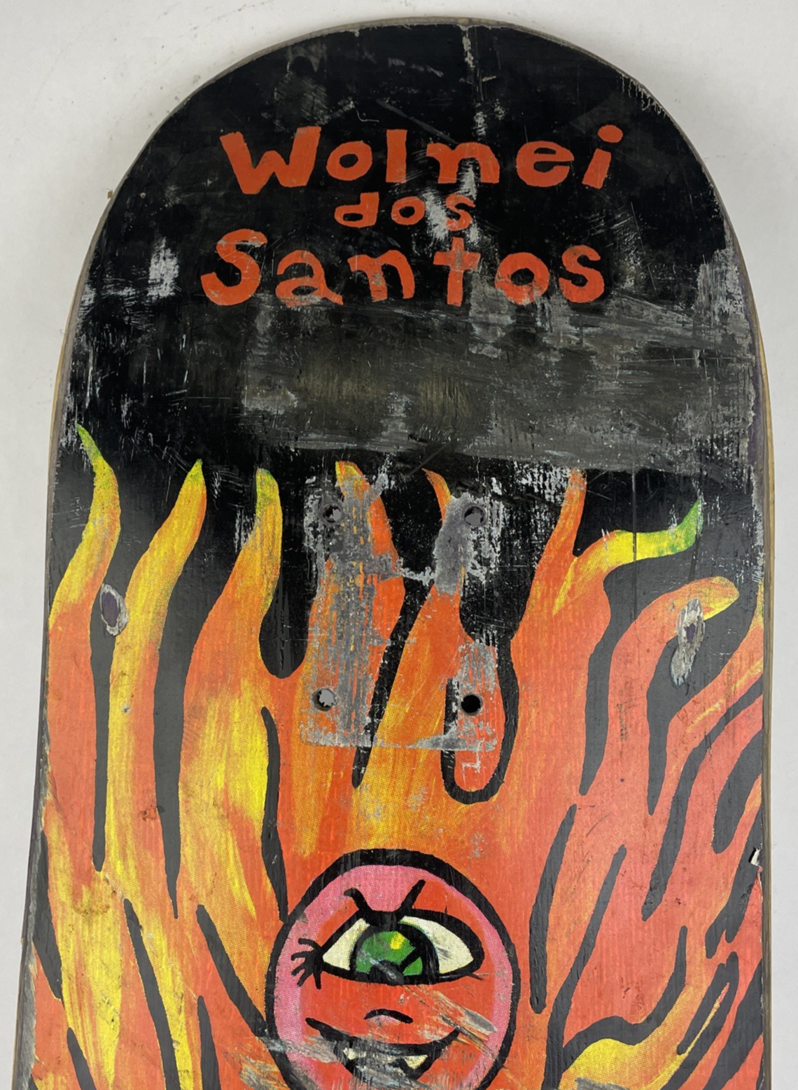 Vintage SIMS Skateboards Wolnei De Santos Skateboard Pro Model USED 8.5"x 32"