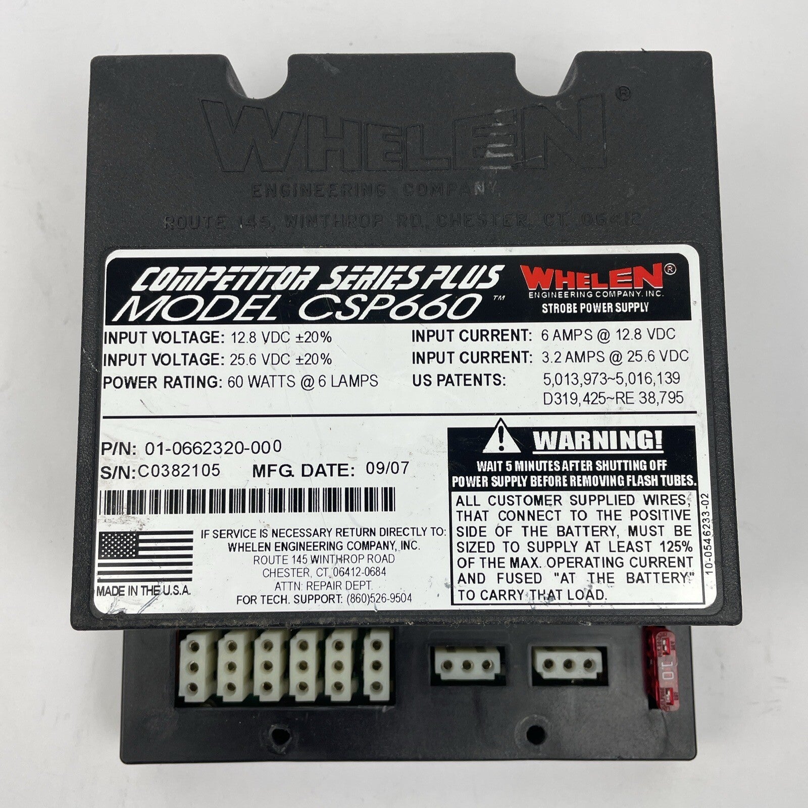 Whelen CSP660 01-0662320-00D 60 Watt 6 Lamp Strobe Light Power Supply Series