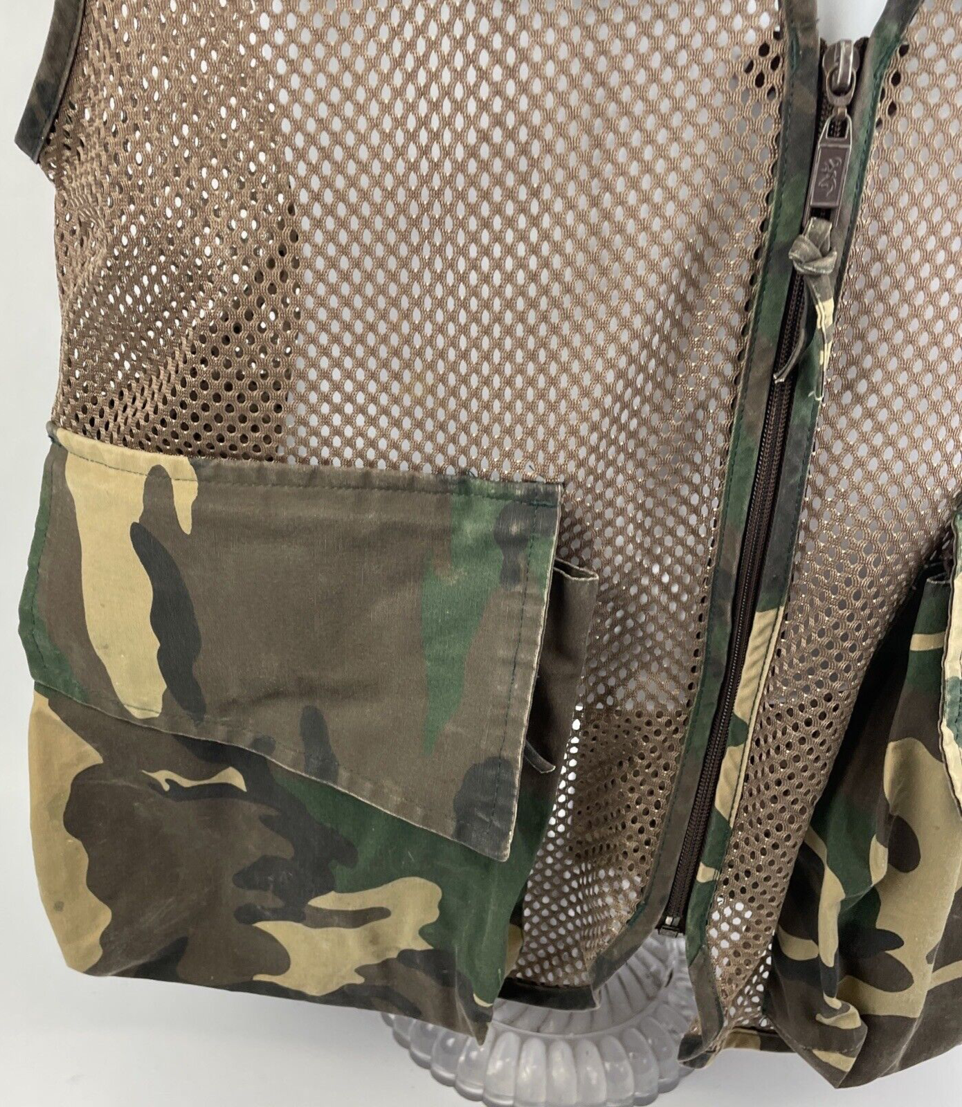 Browning Vest Mens Medium Brown Camo Duck Bird Hunting Game Pocket Full Zip