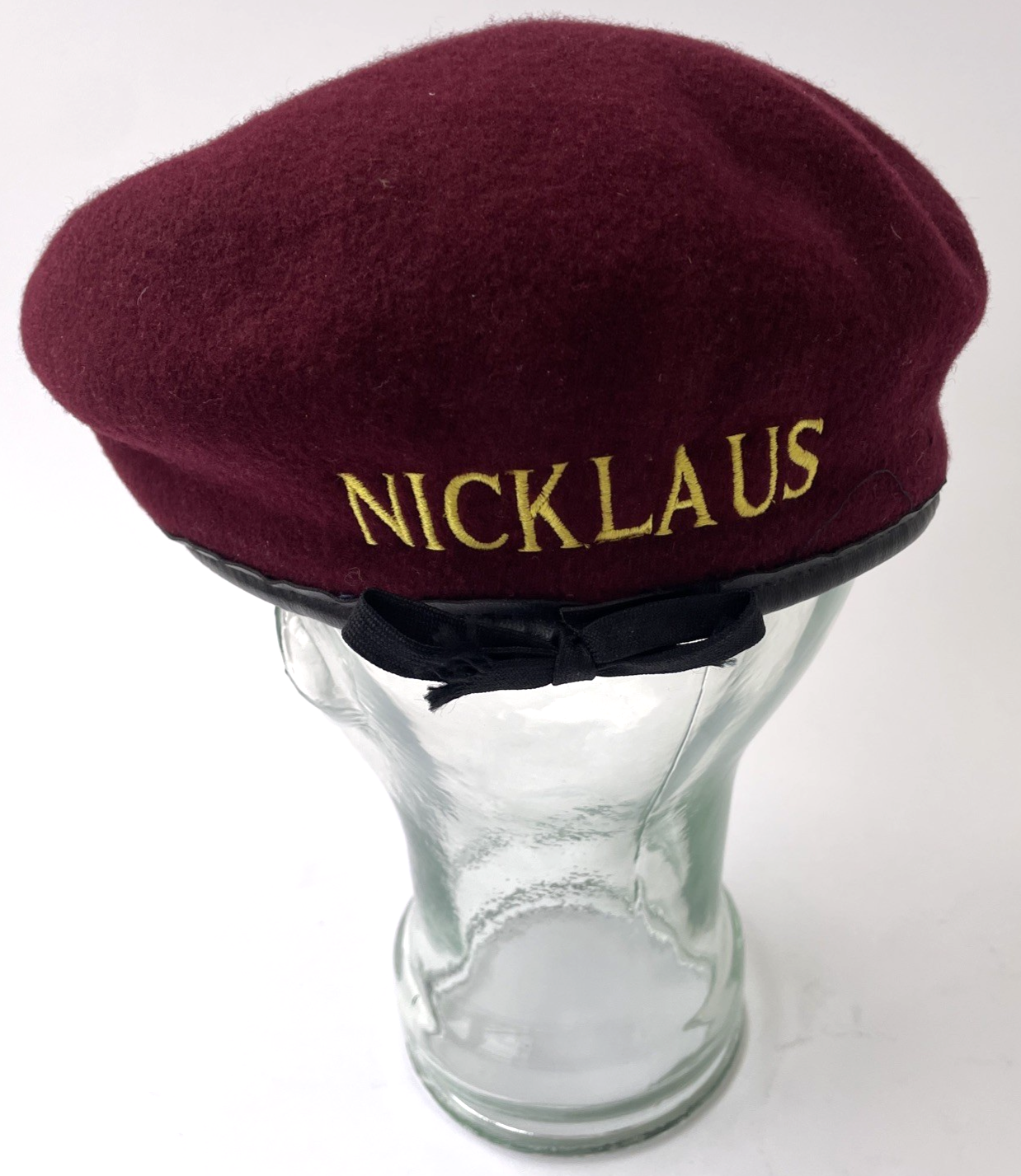 PGA Bancroft Military Beret Maroon Wool Sz 7 5/8 "  Nicklaus " Golf Memorabilia