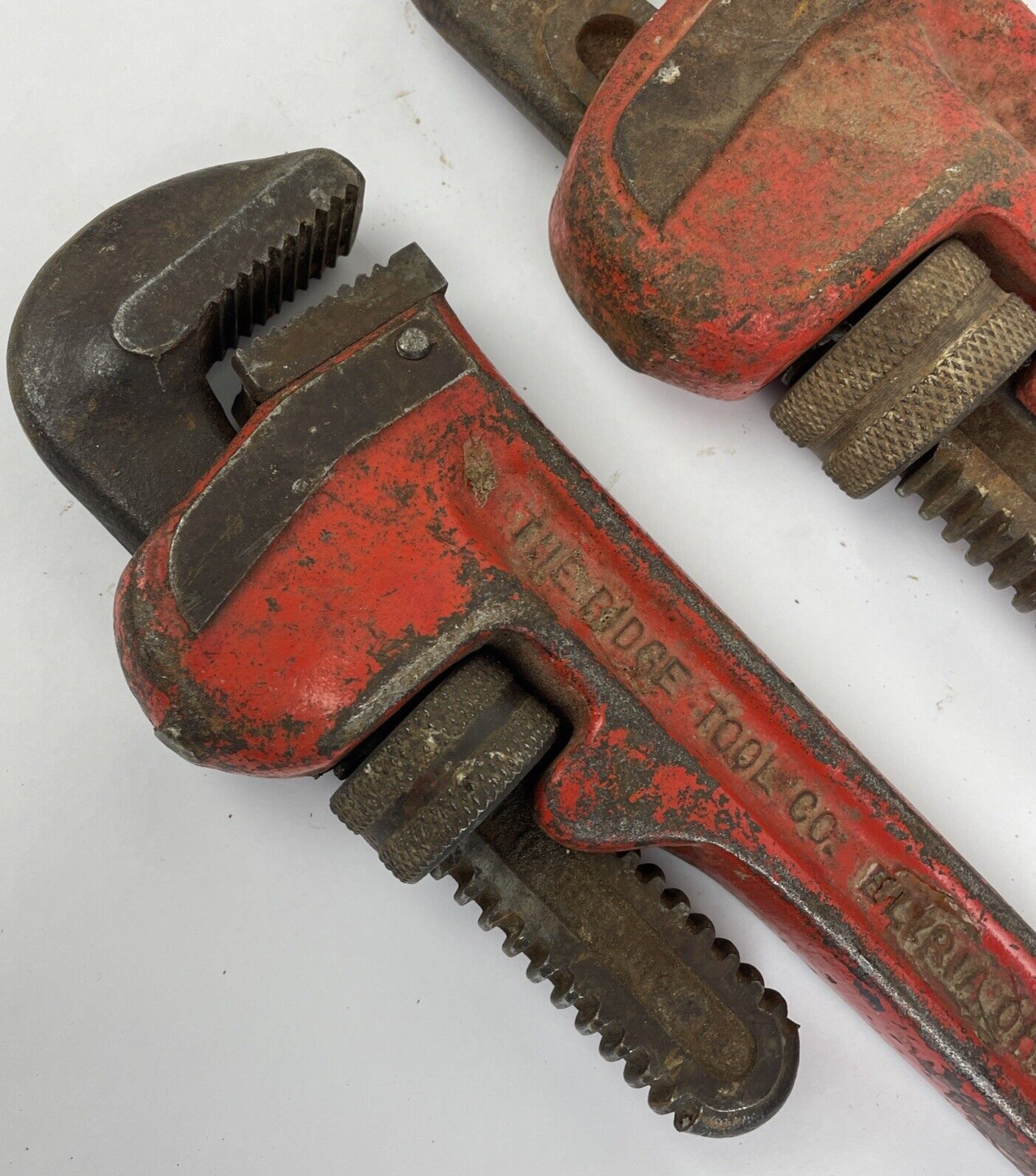 LOT Used Ridgid 18” & 14'' pipe wrenches Ridge Tool Co USA Vintage Tool Lot VGC
