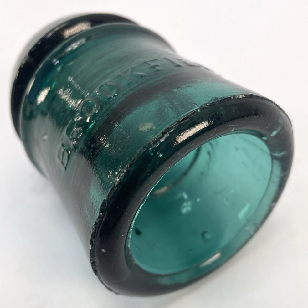 Antique Glass " Pony " Insulator - W Brookfield CD 102 Aqua Blue Green