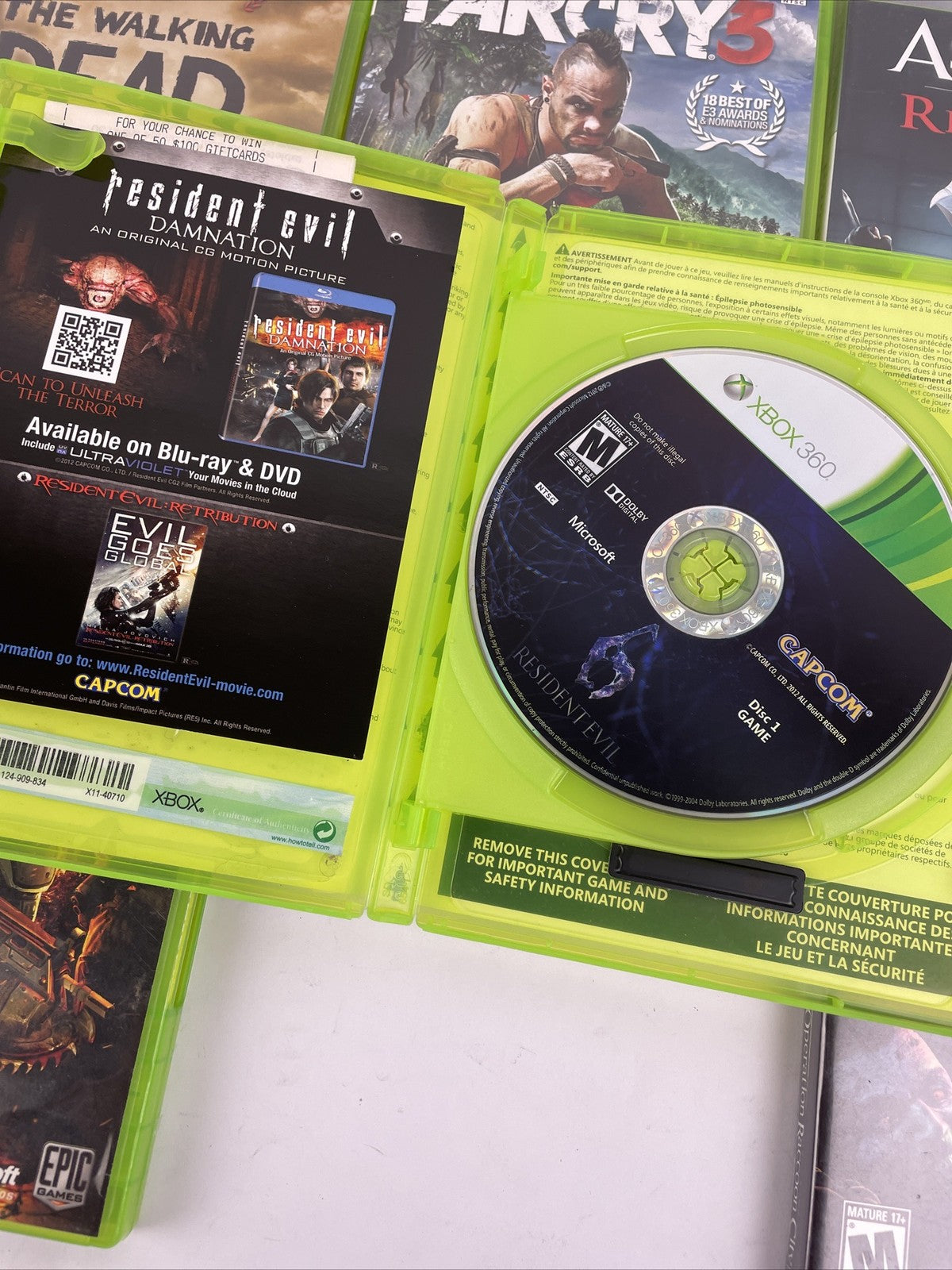 6 x XBOX 360 Action War Game Lot Complete W/ Manuals Resident Evil, Gears of War